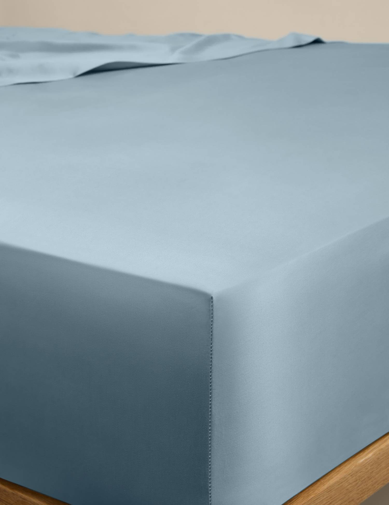 M&S Egyptian Cotton 400 Thread Count Silky StayPut Fitted Sheet Dusty Blue