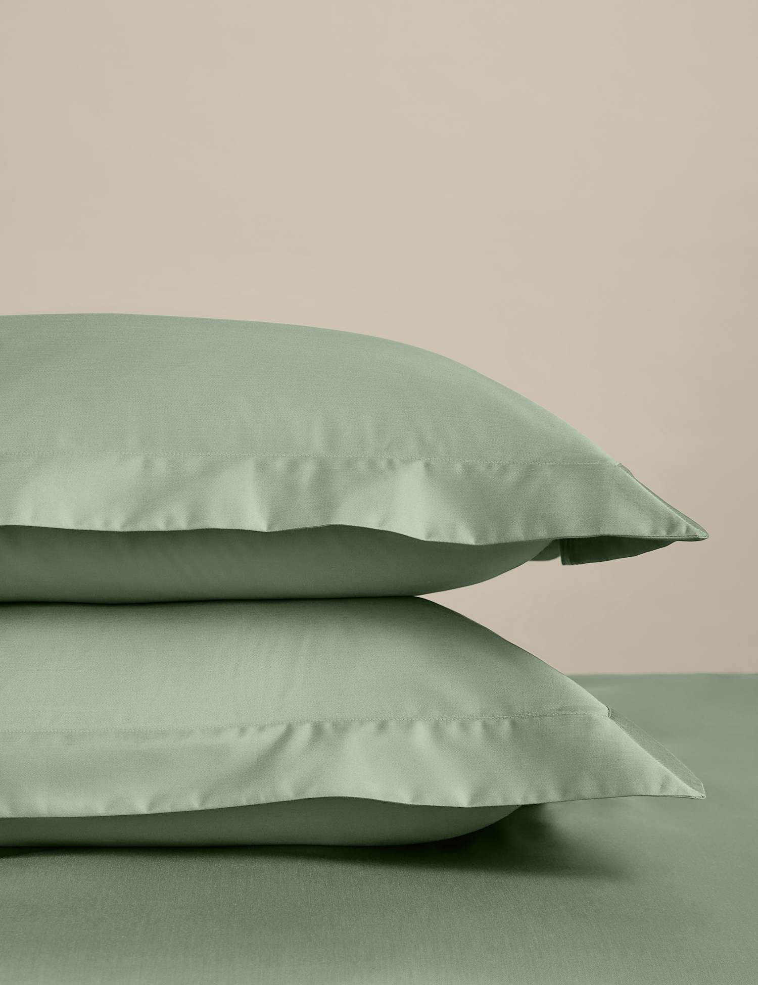 M&S 2 Pack Egyptian Cotton 400 Thread Count Silky Oxford Pillowcases Sage