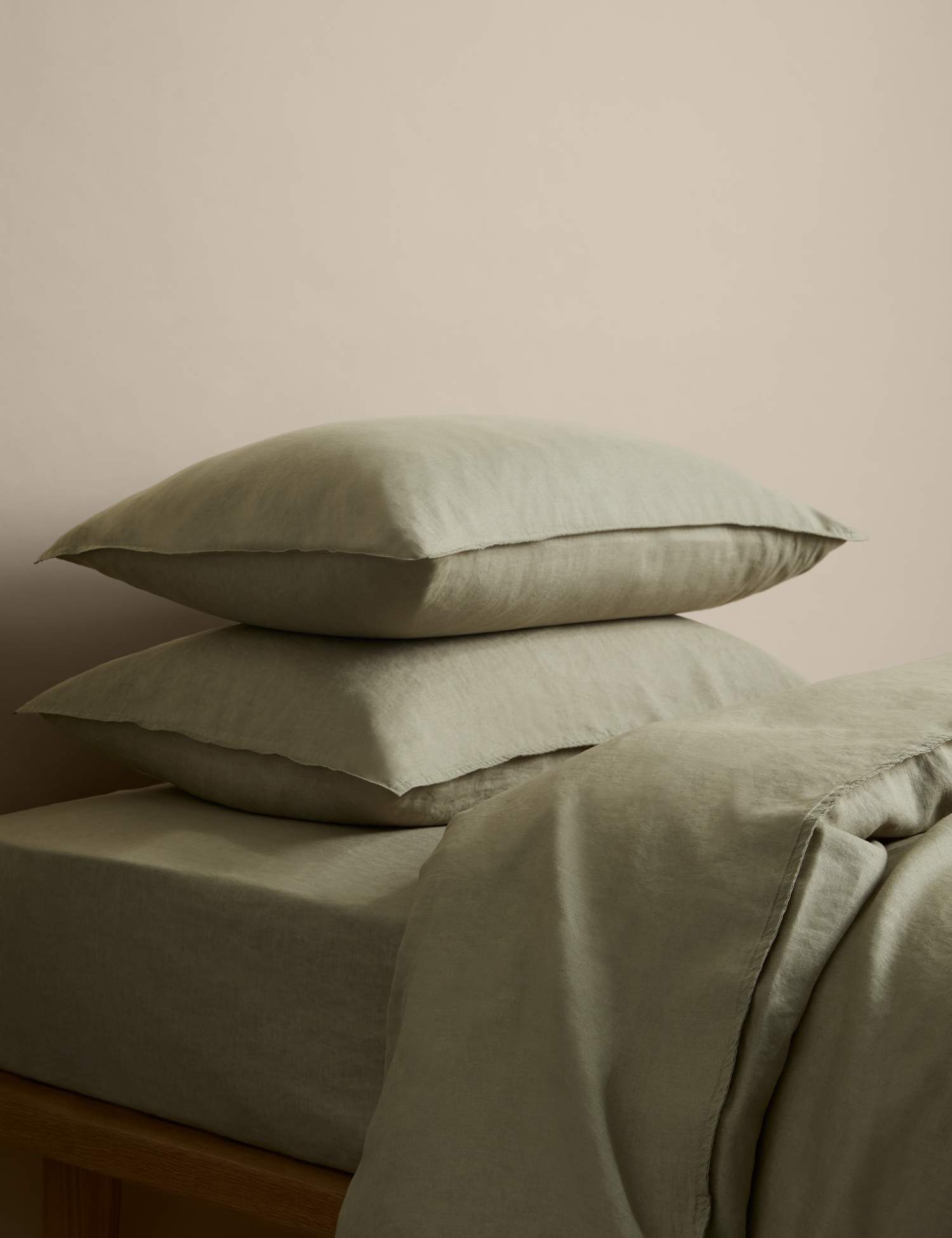 M&S Pure Linen Bedding Set Soft Khaki