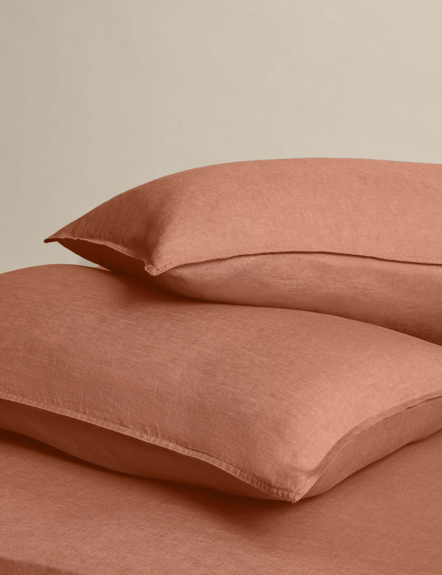 M&S 2 Pack Pure Linen Standard Pillowcases Dark Camel