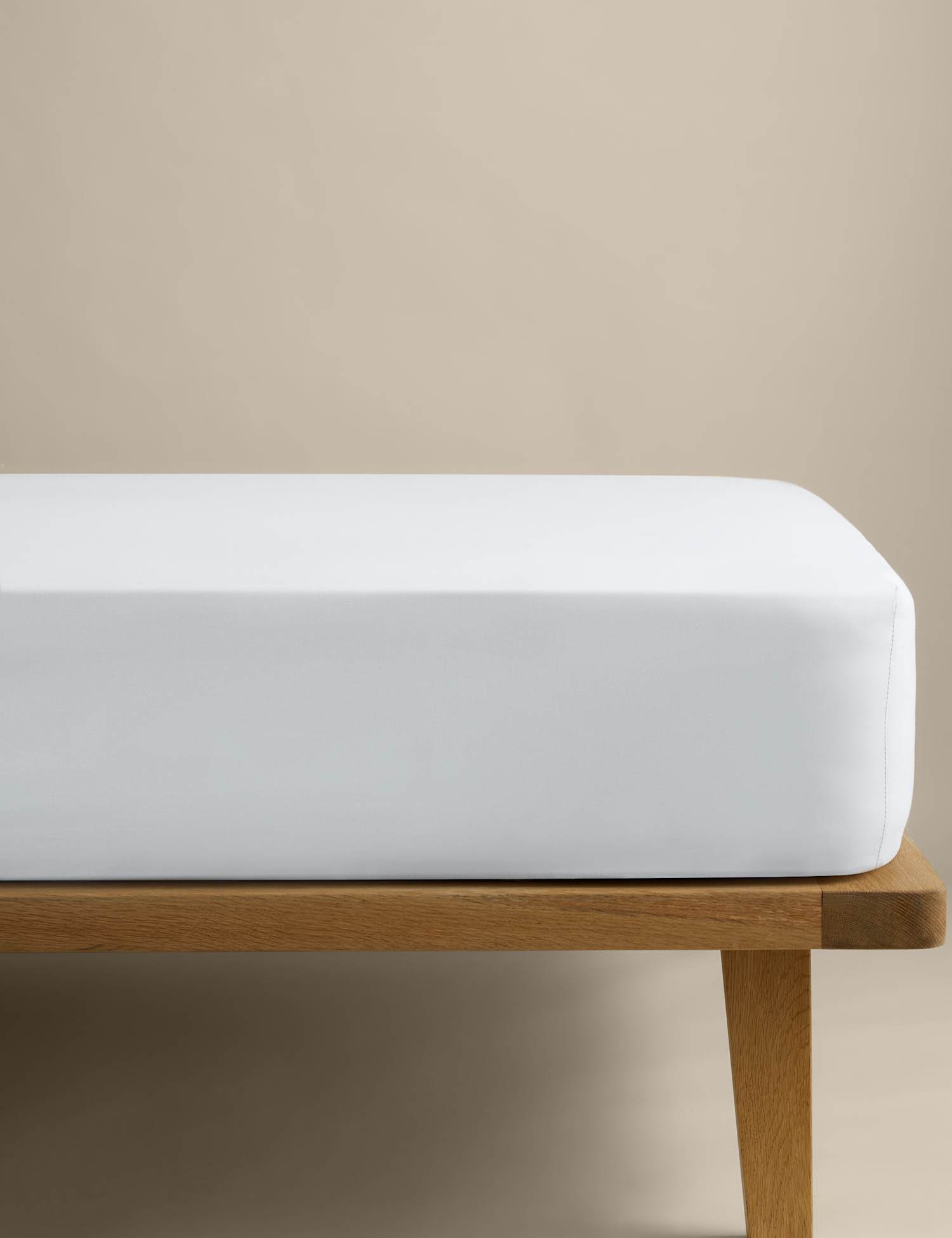 M&S Cotton Blend Non Iron Fitted Sheet White