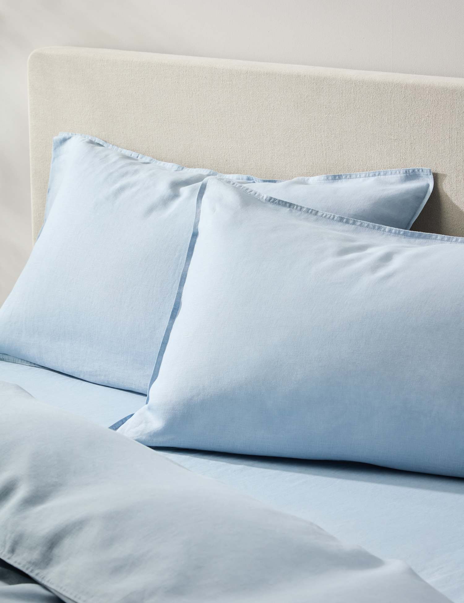 M&S 2 Pack Pure Linen Standard Pillowcases Chambray