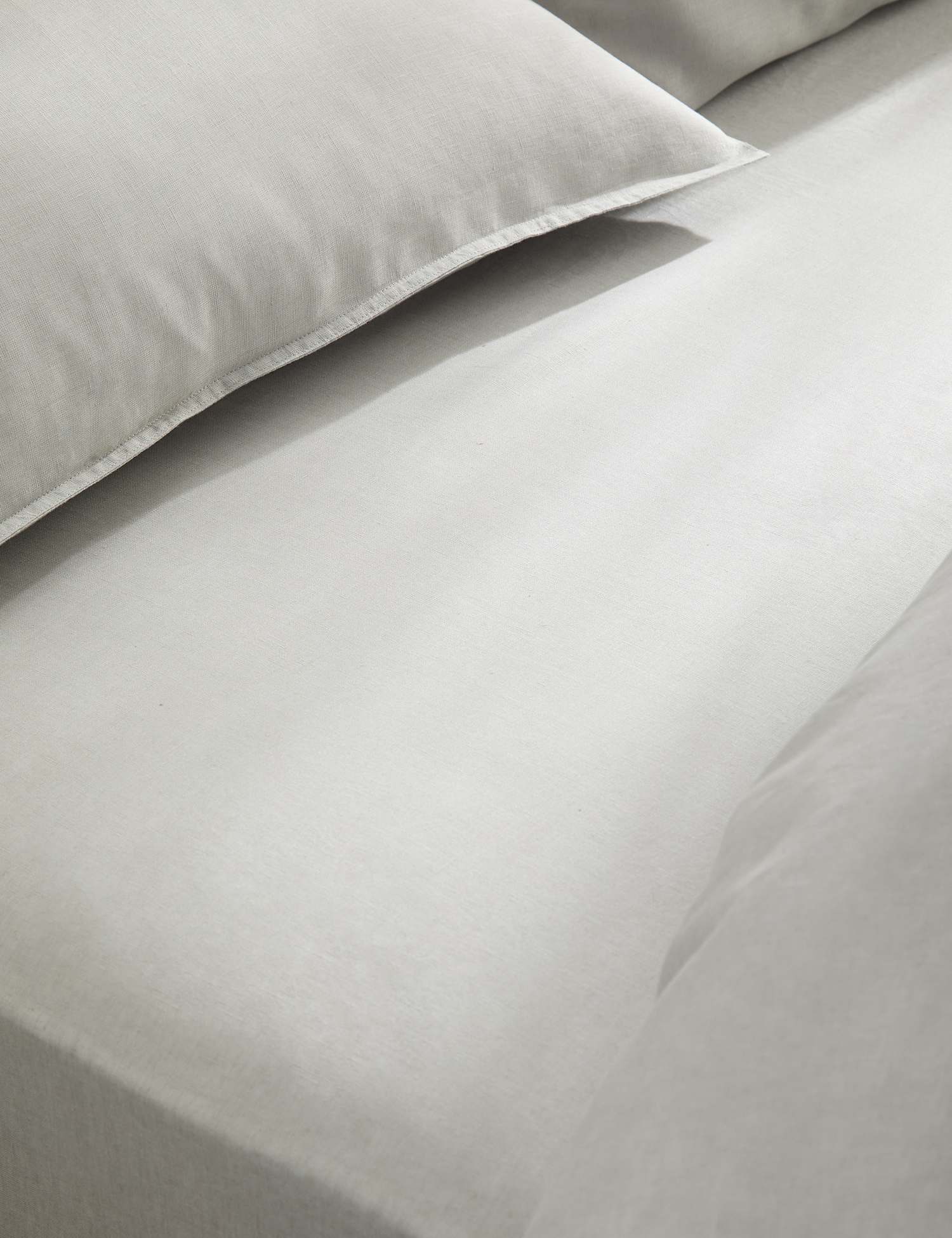 M&S Pure Linen Deep Fitted Sheet Silver Grey