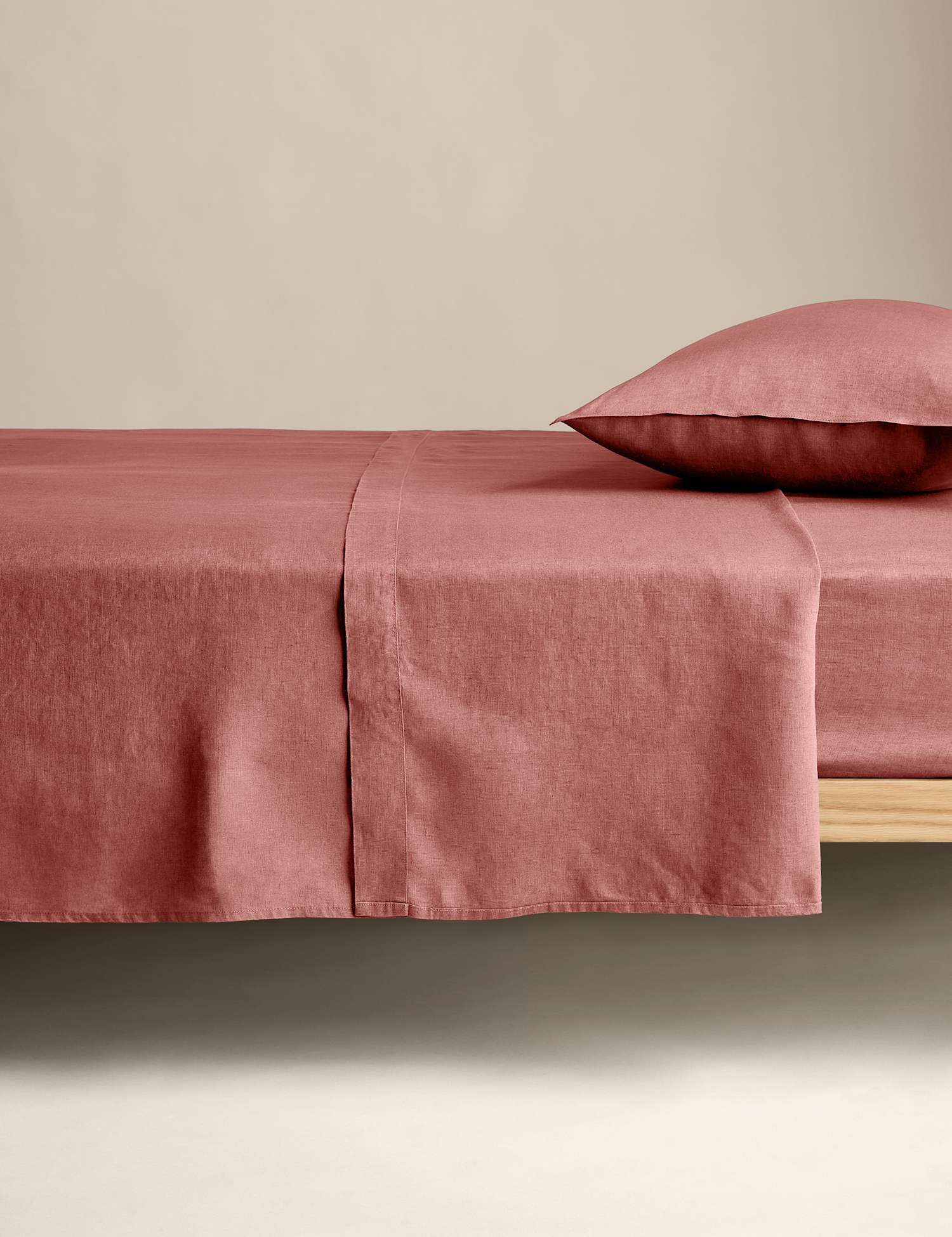 M&S Pure Linen Flat Sheet Clay