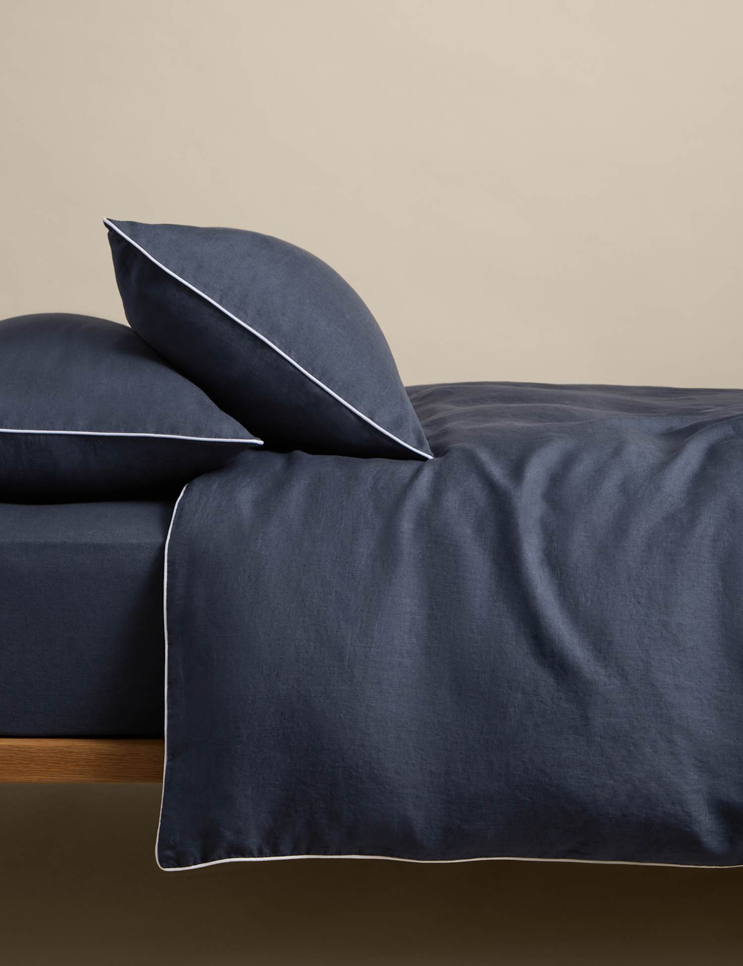 M&S Pure Linen Bedding Set Navy