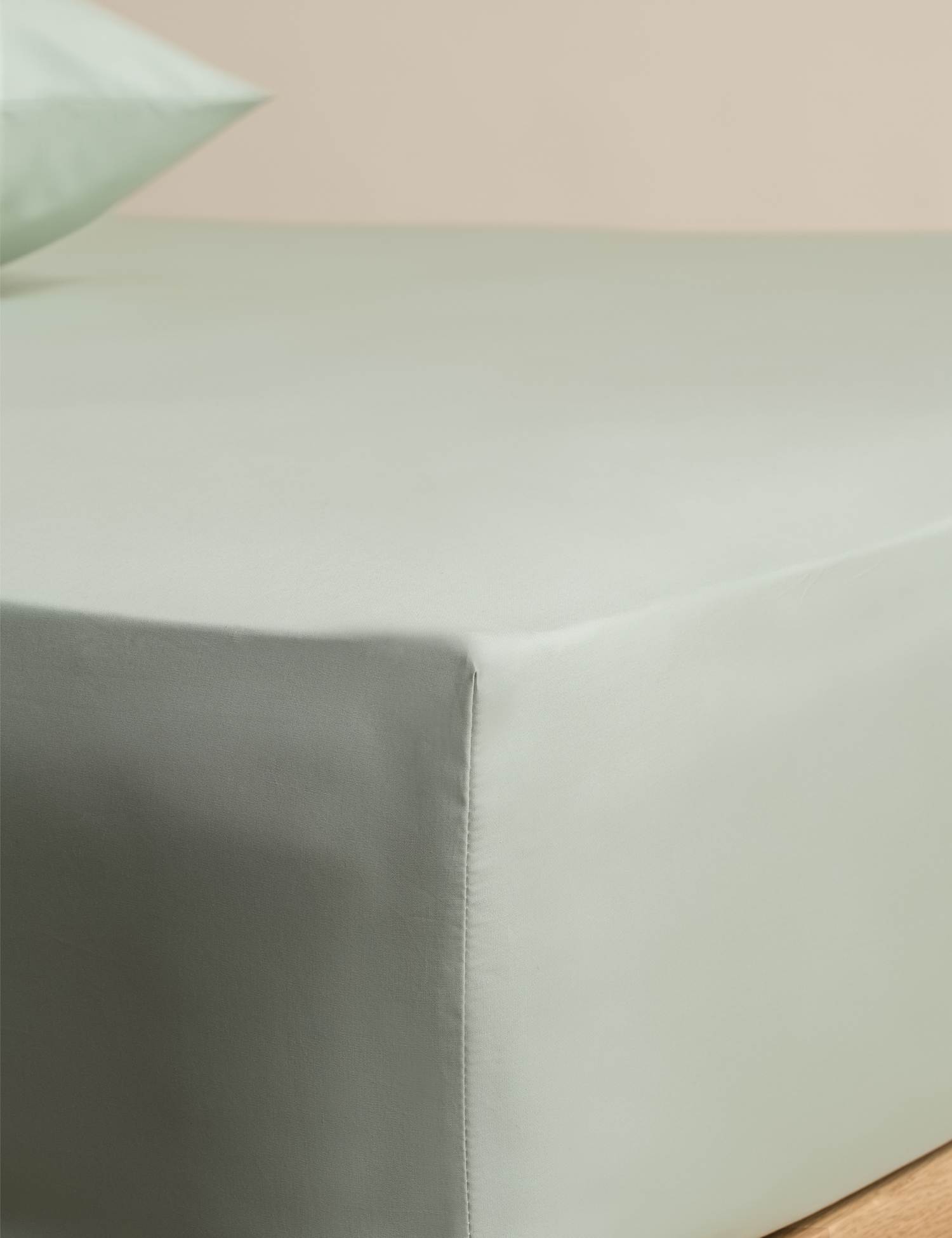 M&S Egyptian Cotton 400 Thread Count Crisp Deep Fitted Sheet Sage