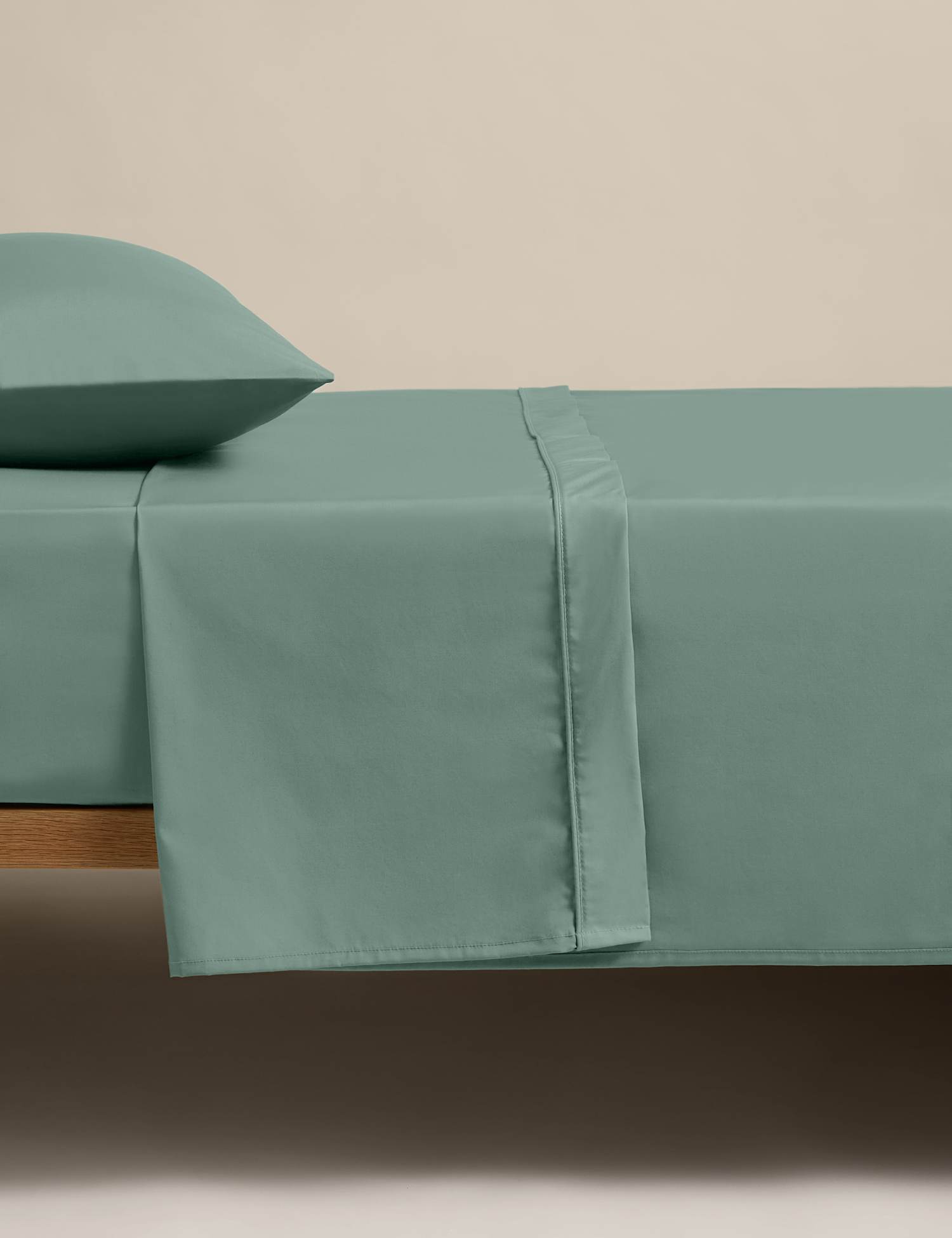 M&S Egyptian Cotton 230 Thread Count Flat Sheet Smokey Green