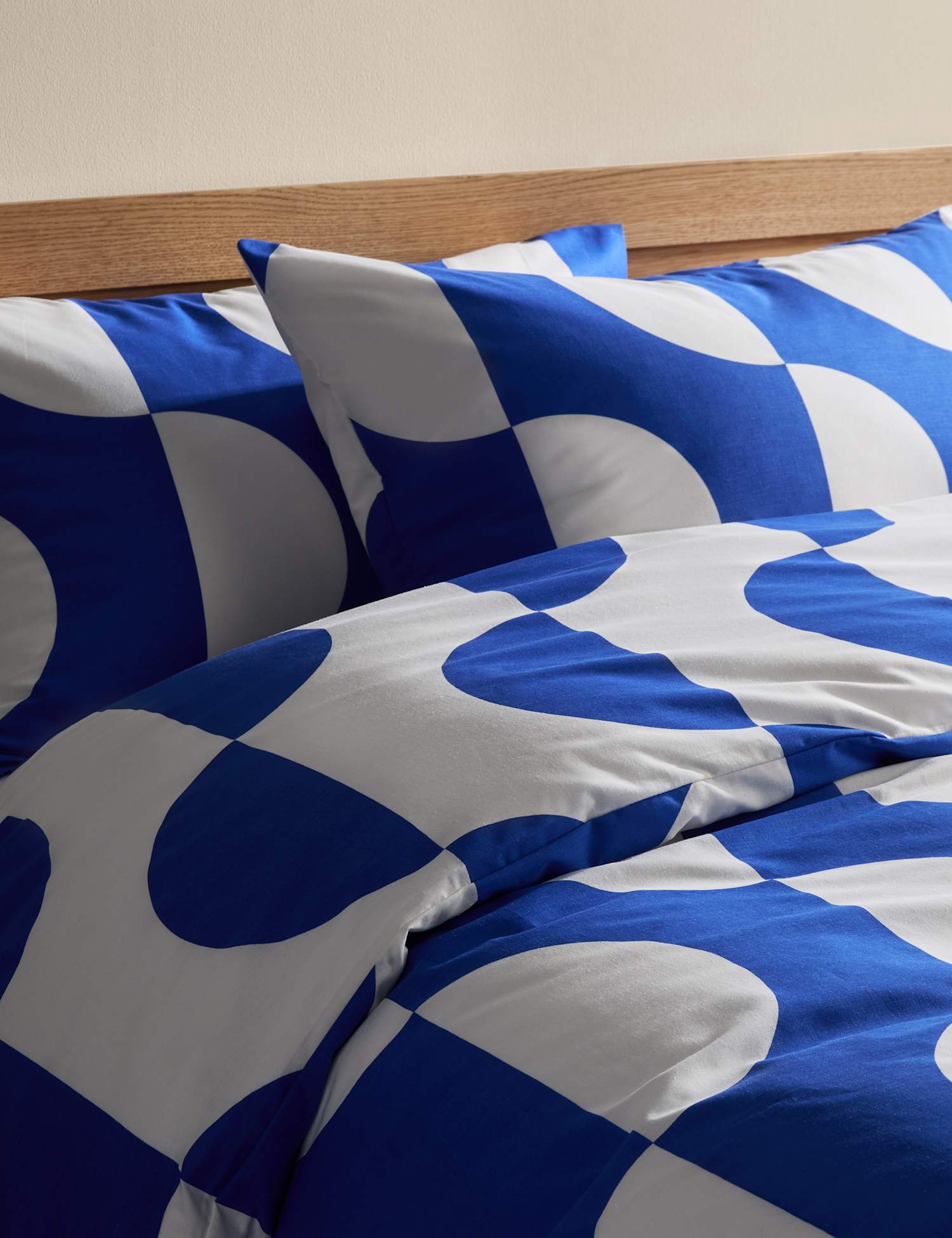 M&S Cotton Blend Sliced Spot Geometric Bedding Set Blue Mix
