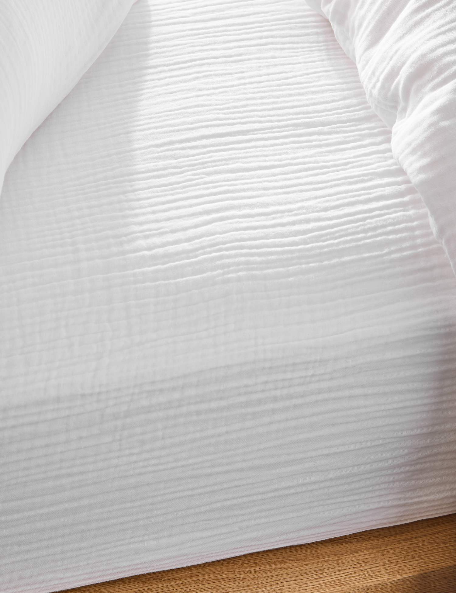 M&S Pure Cotton Muslin Deep Fitted Sheet White