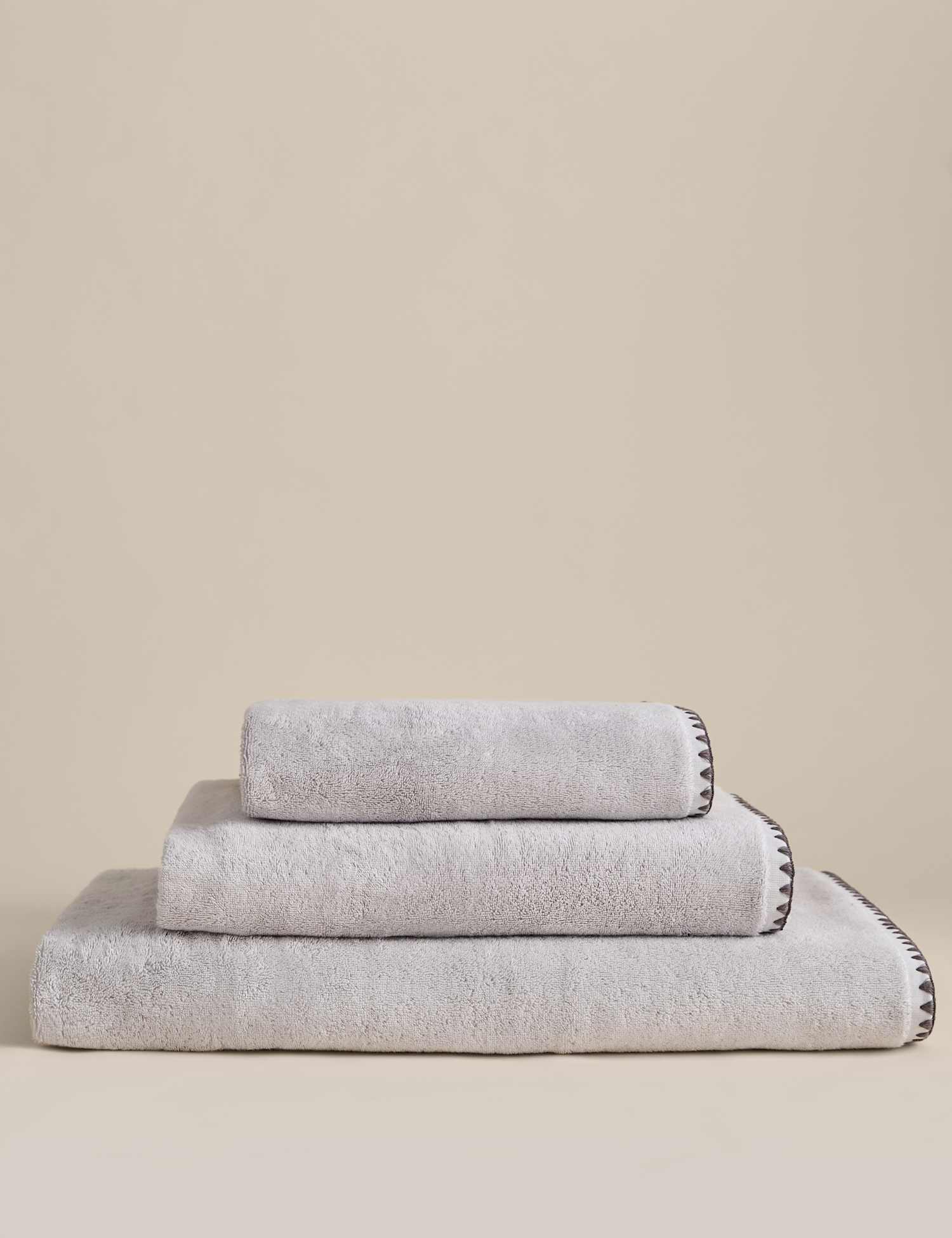 M&S Egyptian Cotton Blanket Stitch Towel Dove
