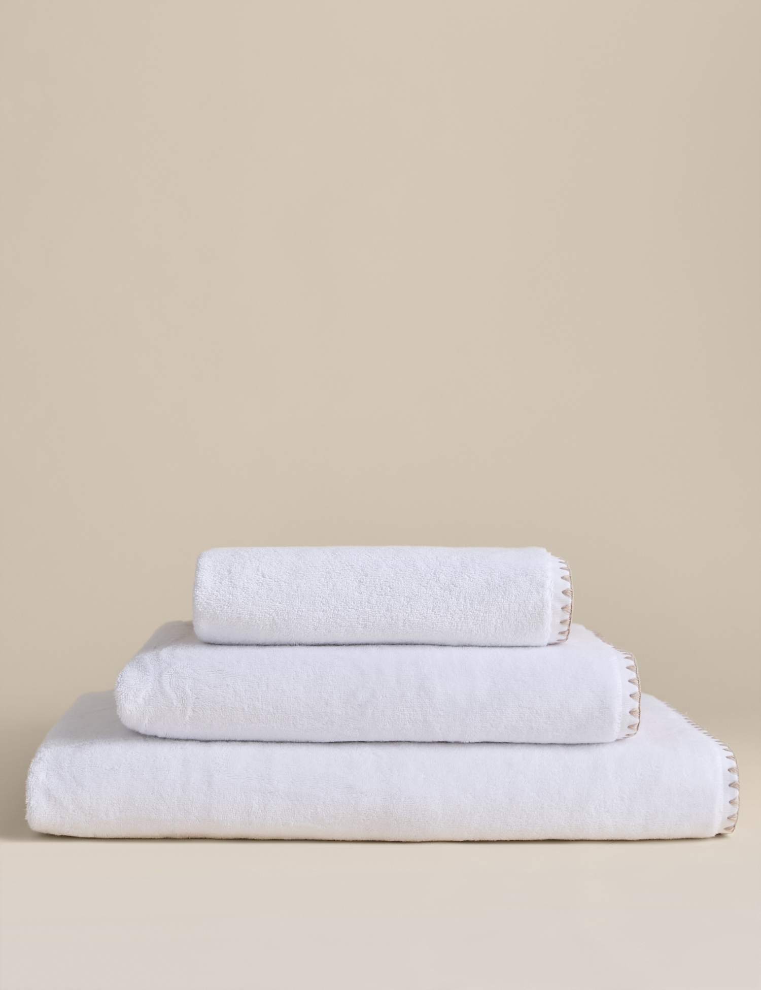 M&S Egyptian Cotton Blanket Stitch Towel White