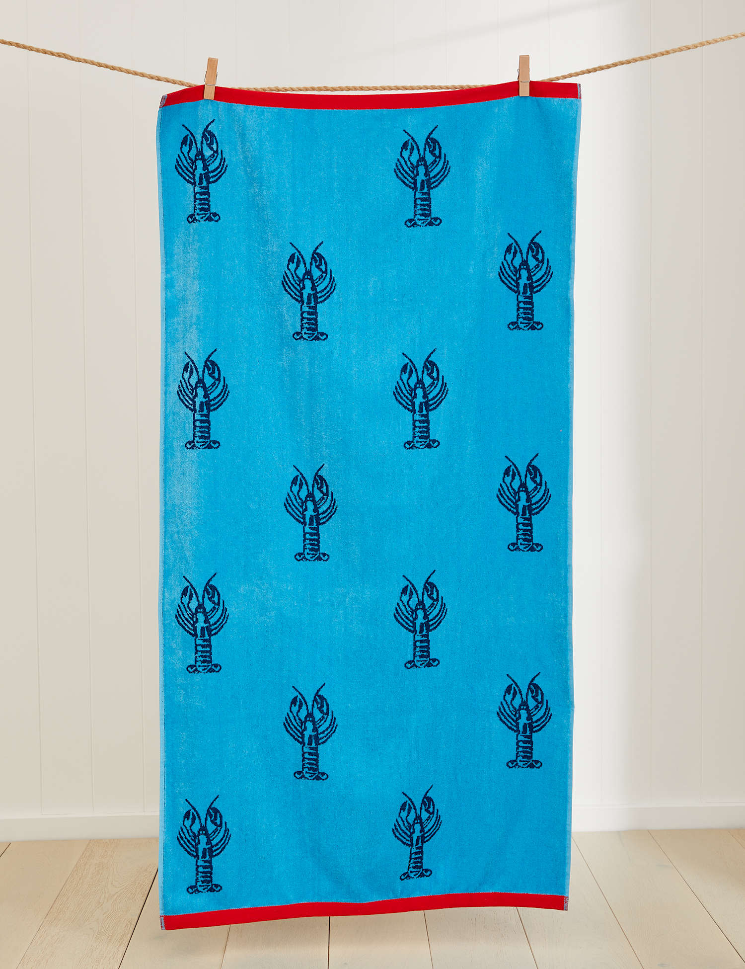 M&S Pure Cotton Lobster Beach Towel Blue Mix