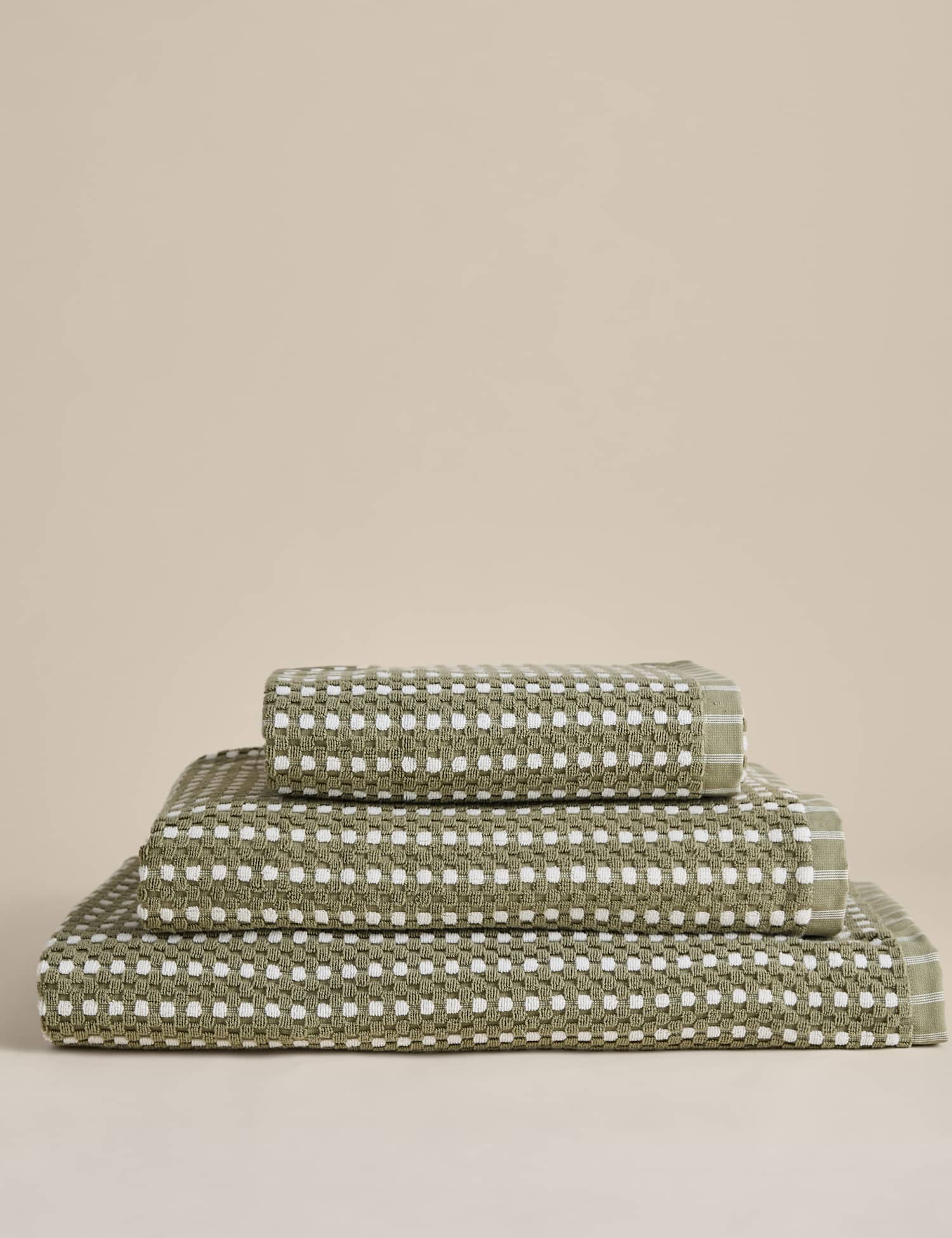 M&S Pure Cotton Spotty Striped Towel Fern