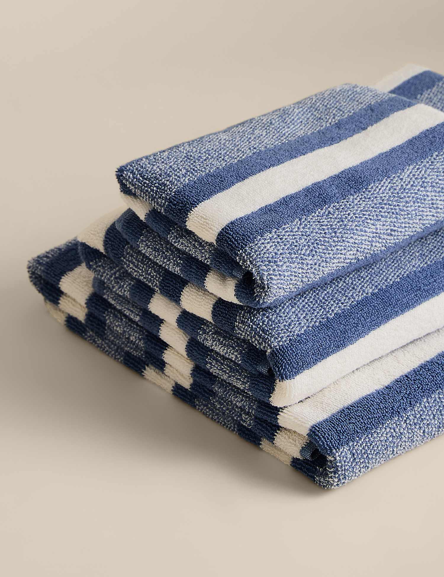 M&S Pure Cotton Marl Striped Towel Denim