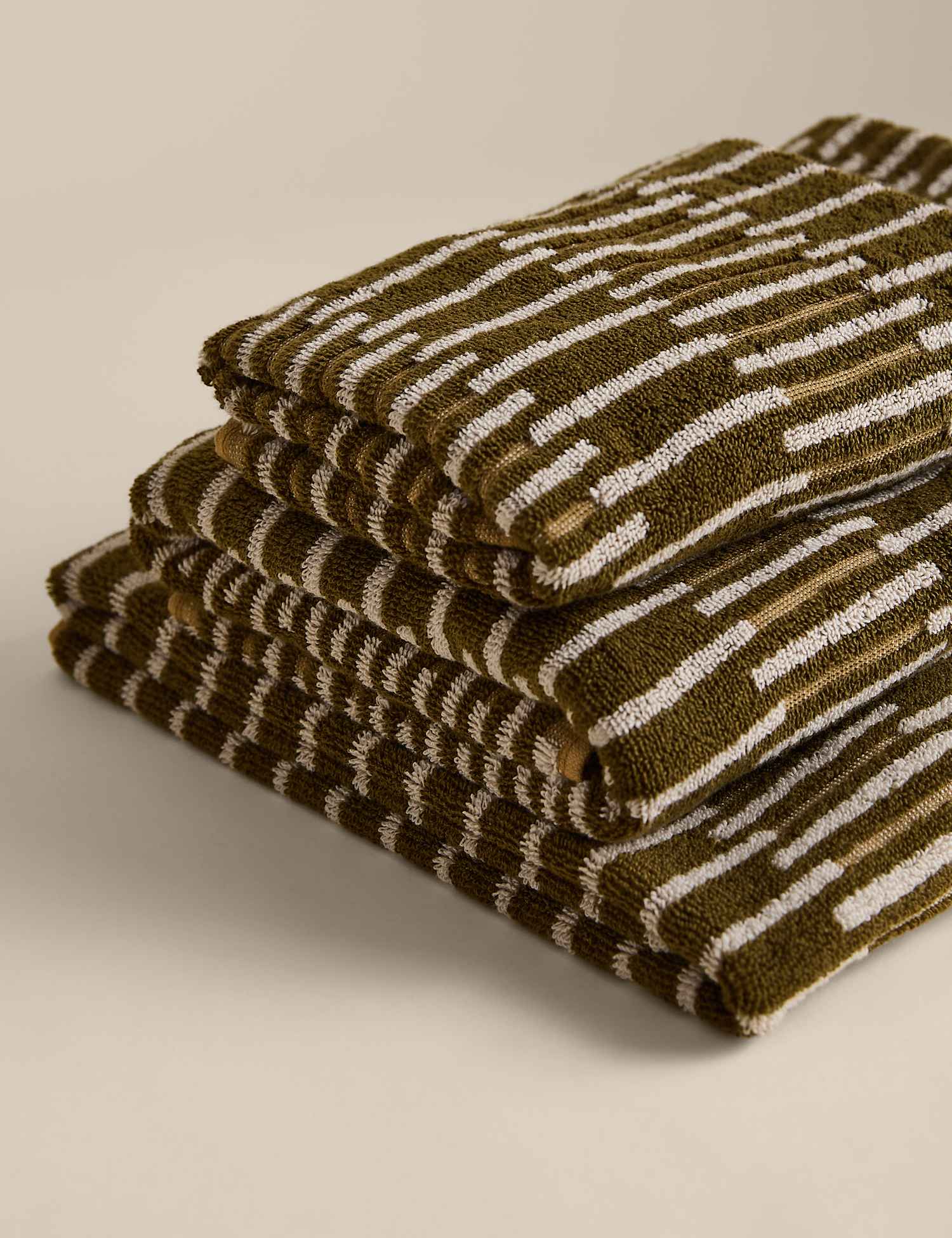 M&S Pure Cotton Striped Towel Moss