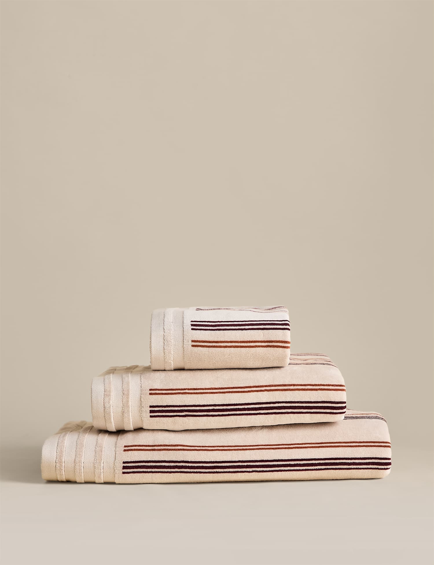 M&S Pure Cotton Striped Velour Towel Linen