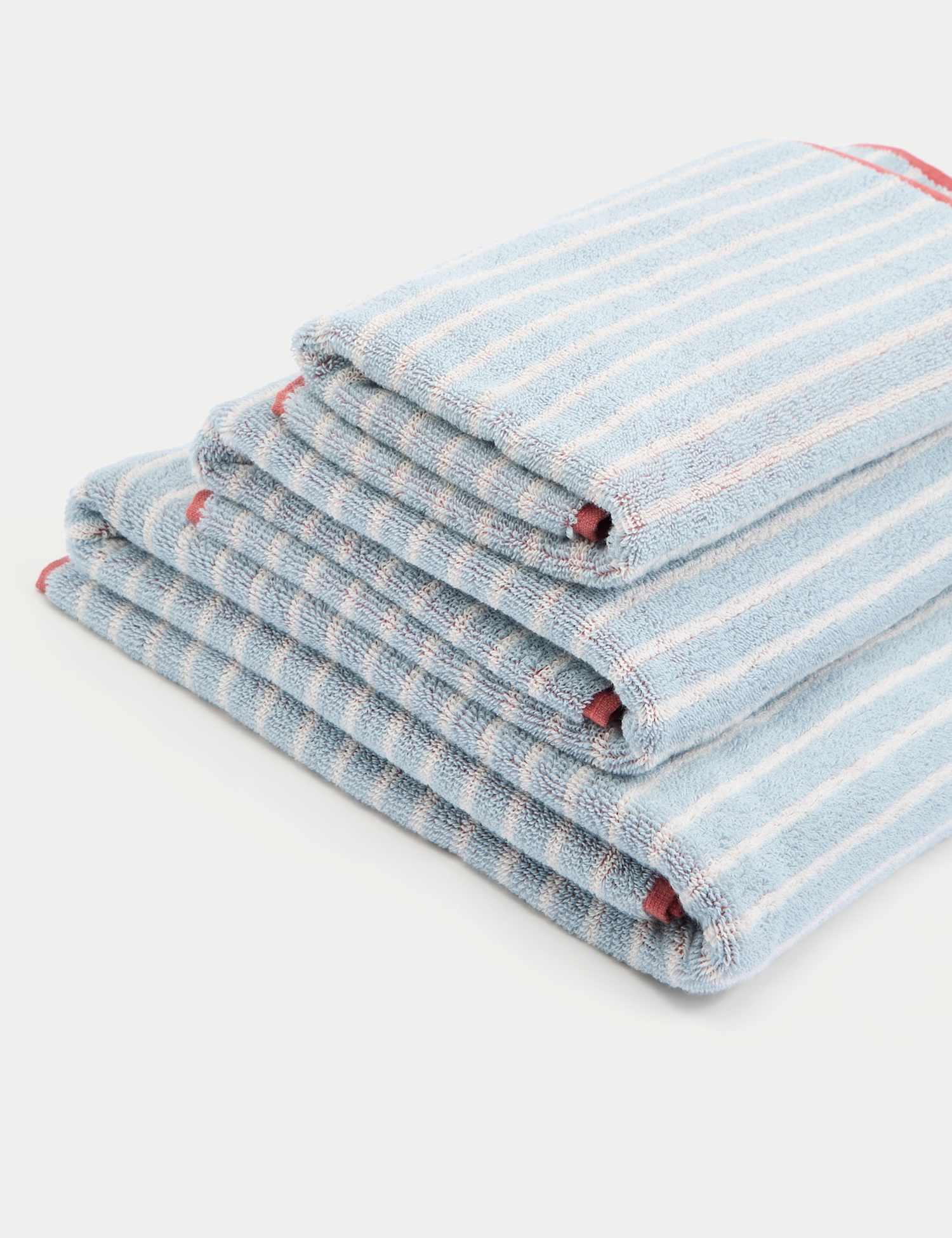 M&S Pure Cotton Modern Stripe Towel Blue Mix