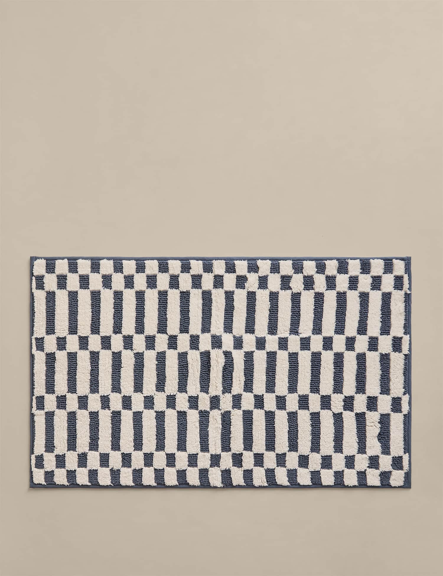 M&S Pure Cotton Geometric Non Slip Bath Mat Slate Blue