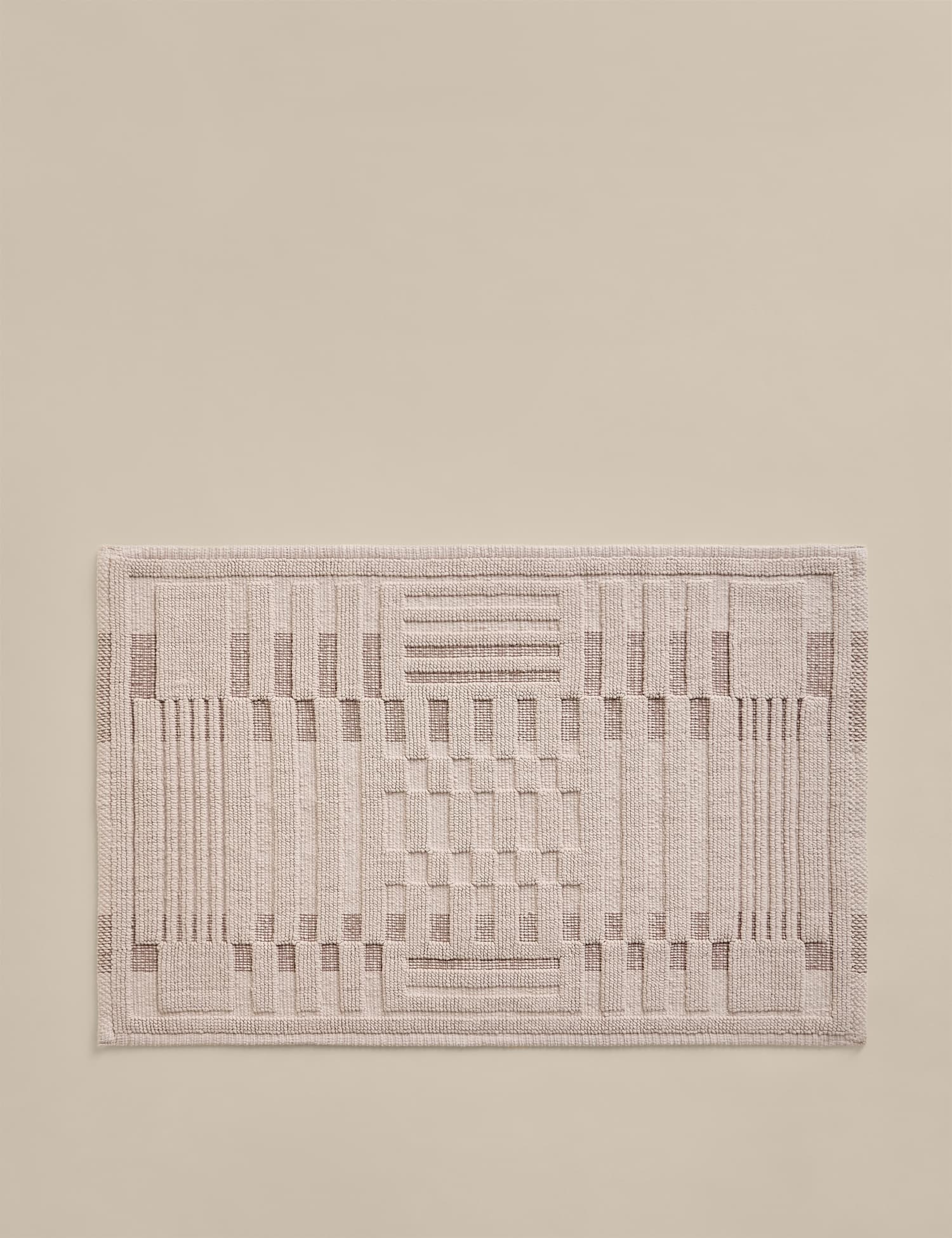 M&S Pure Cotton Geometric Stay New Bath Mat Natural