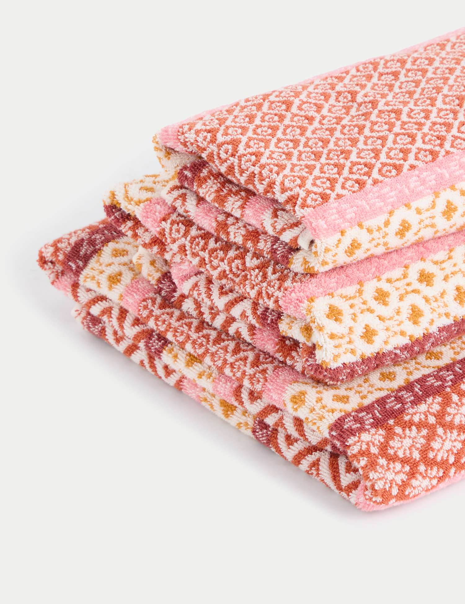 M&S Pure Cotton Tile Towel Terracotta Mix