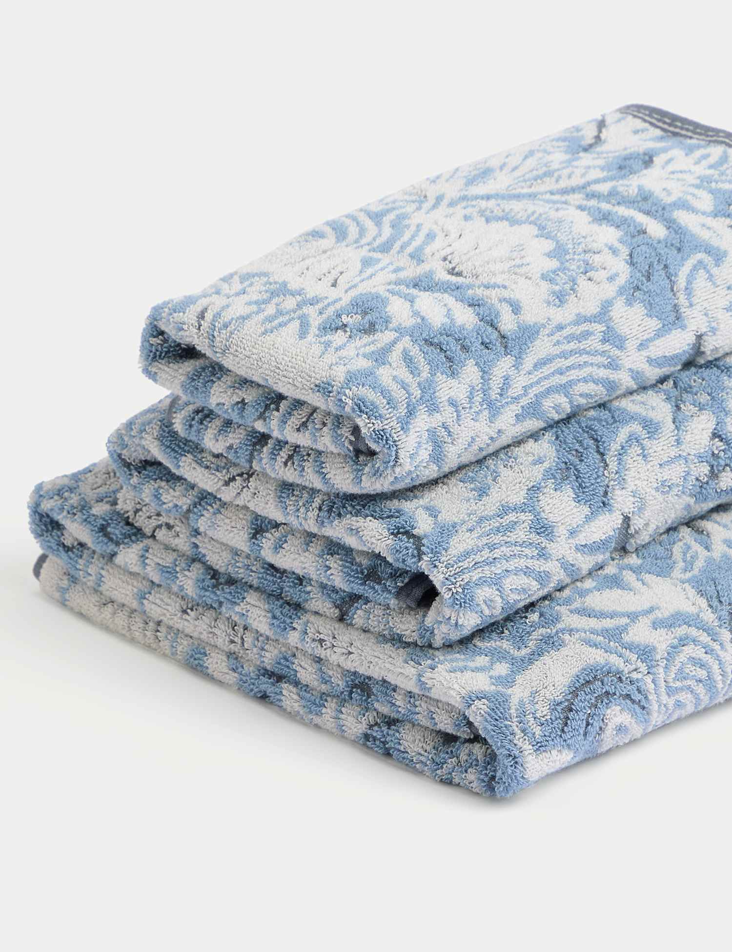 M&S Pure Cotton Floral Towel Blue Mix