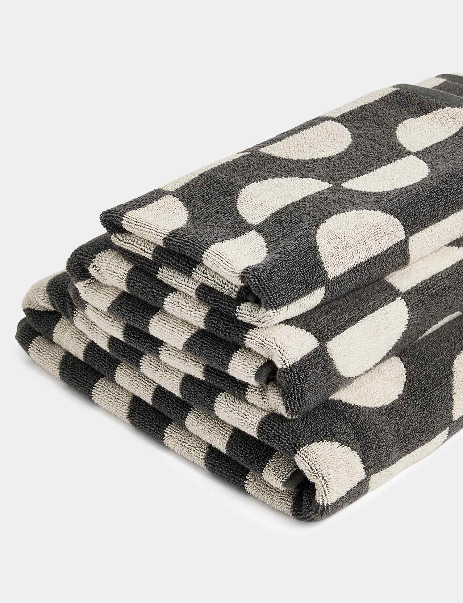 M&S Pure Cotton Geometric Semi Circle Towel Neutral