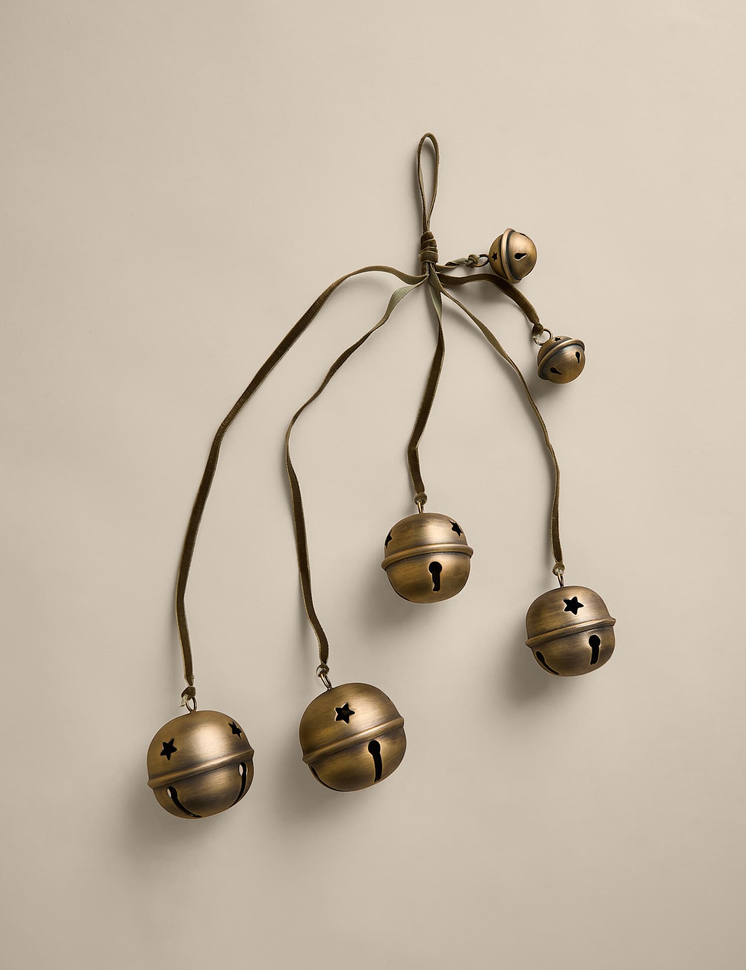 M&S Brass Hanging Cascading Bells Decoration Antique Brass