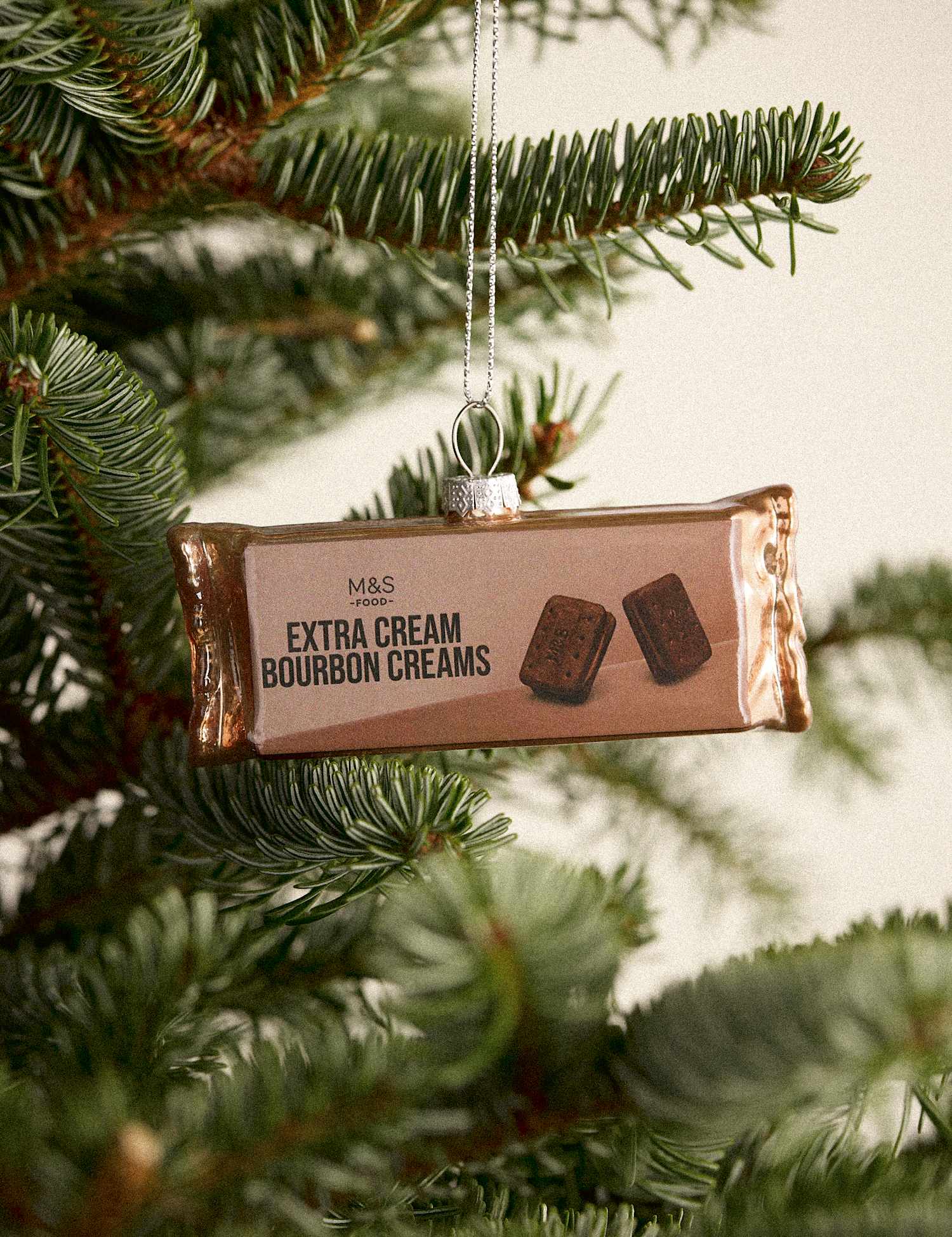 M&S Brown Glass Hanging Bourbon Decoration Brown