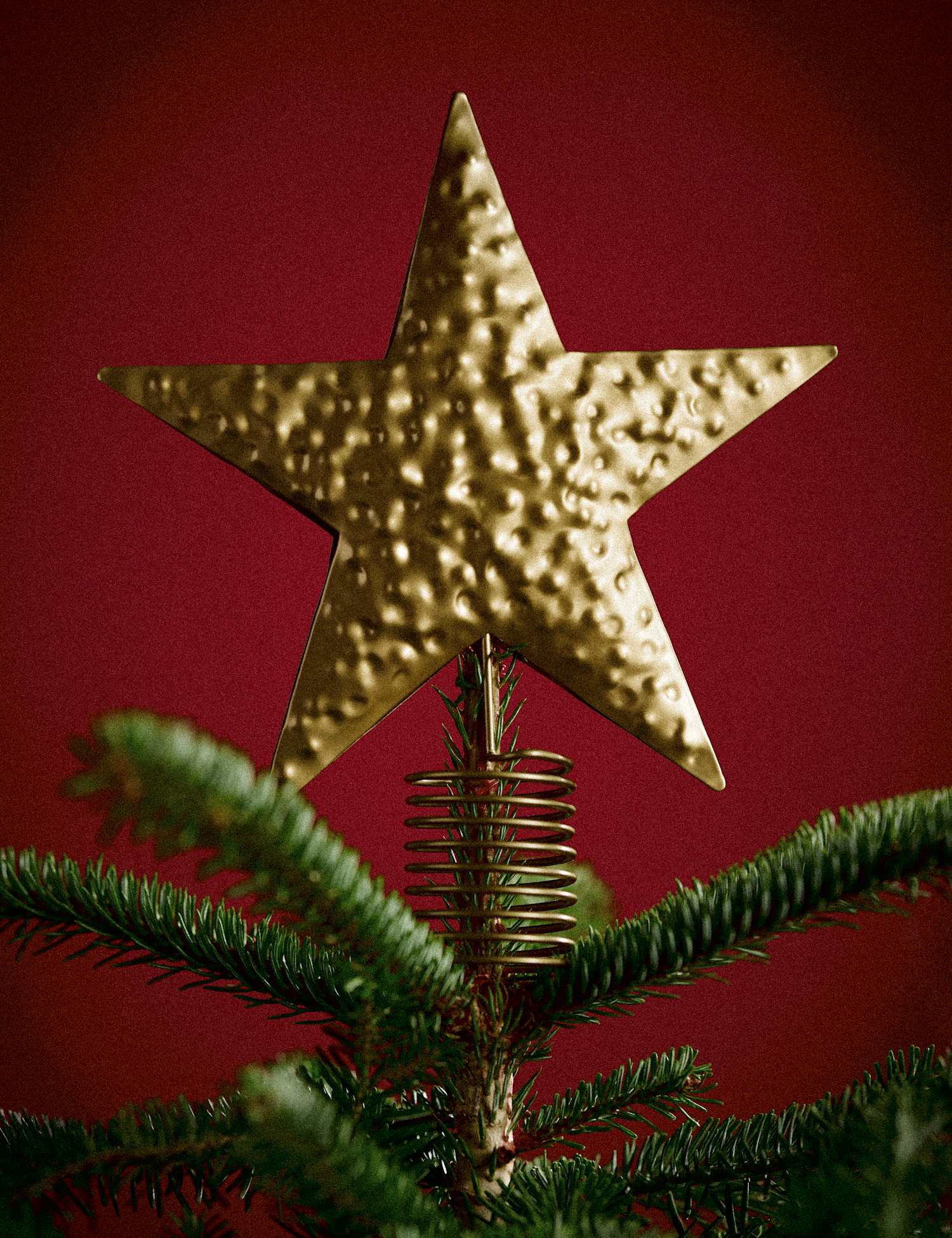 M&S Gold Metal Star Tree Topper Antique Brass