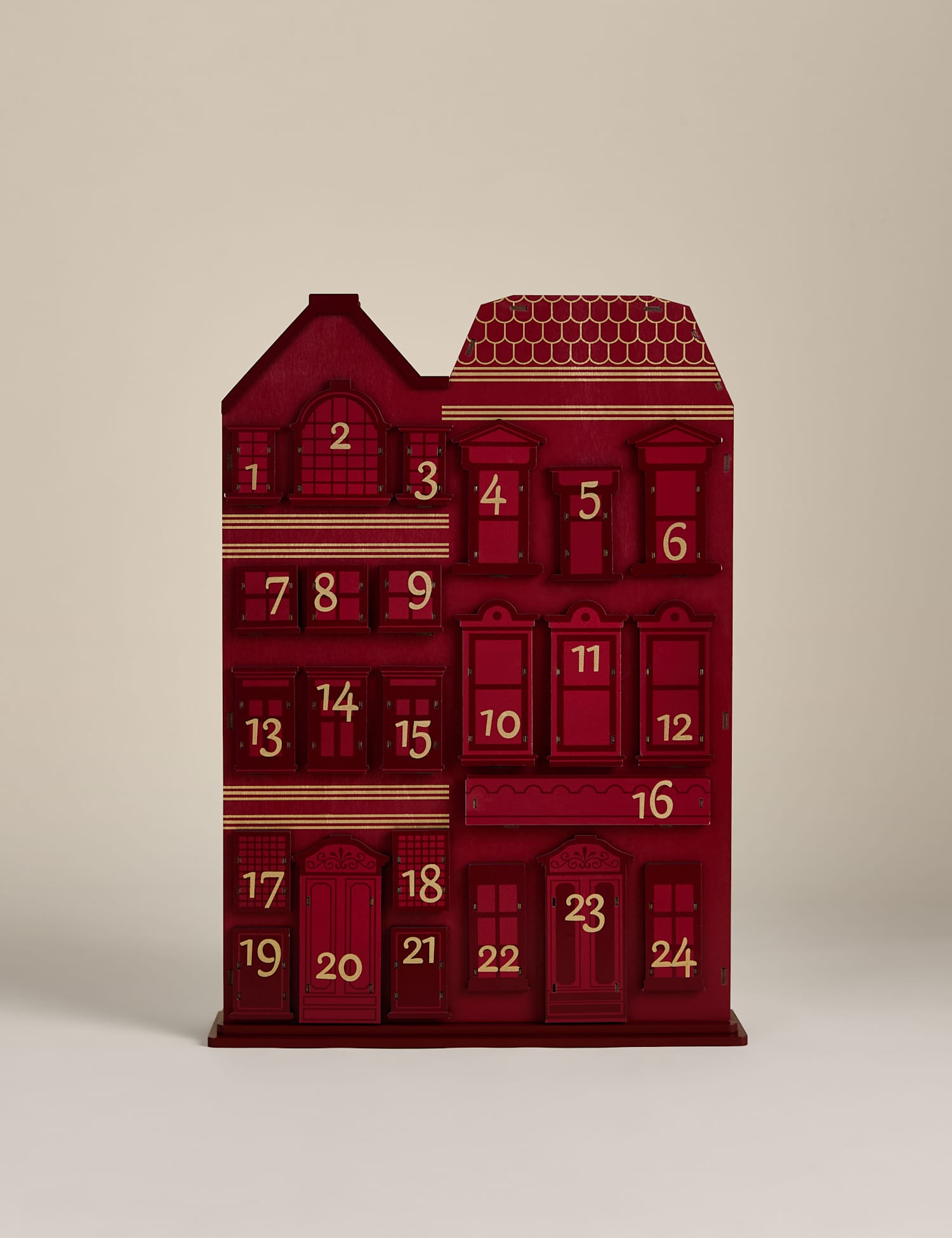 M&S Wooden Advent Townhouse Red Mix