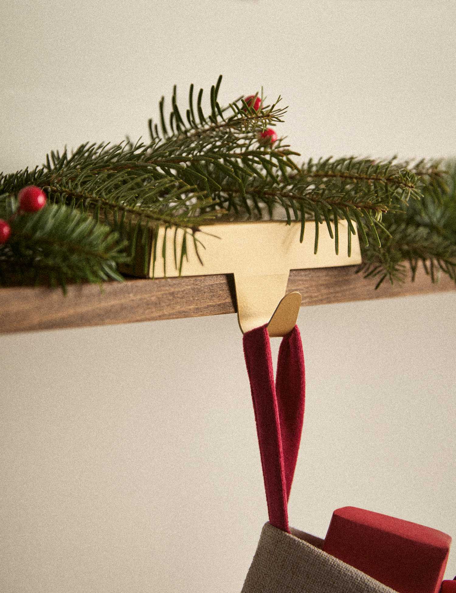 M&S Brass Stocking Hanger Antique Brass