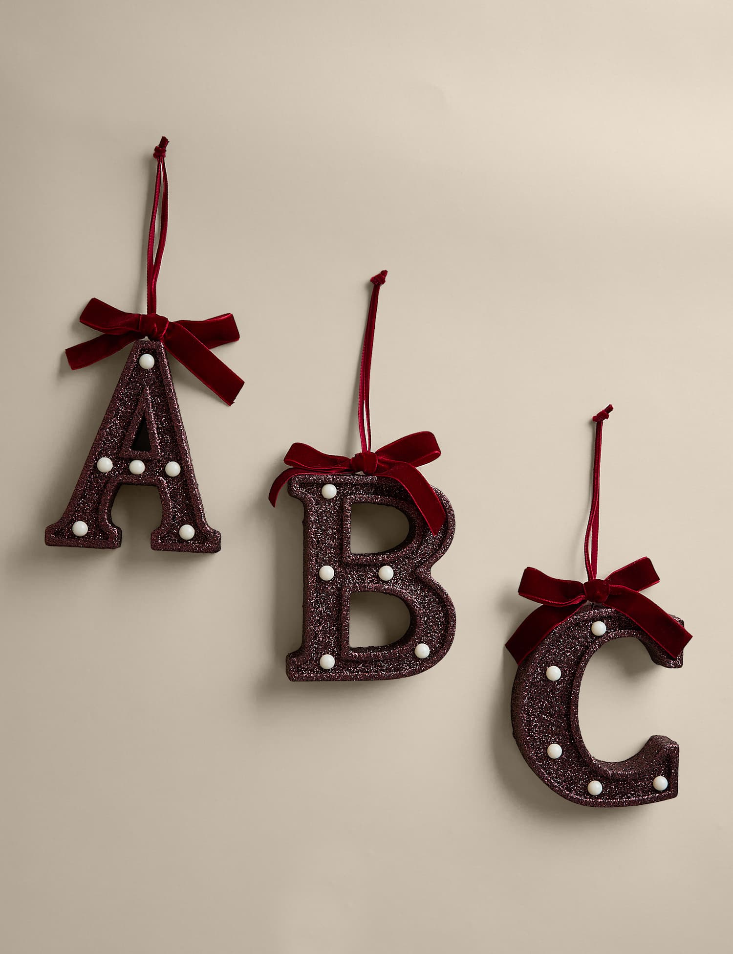 M&S Red Hanging Pre-Lit Letter Tree Ornament Red