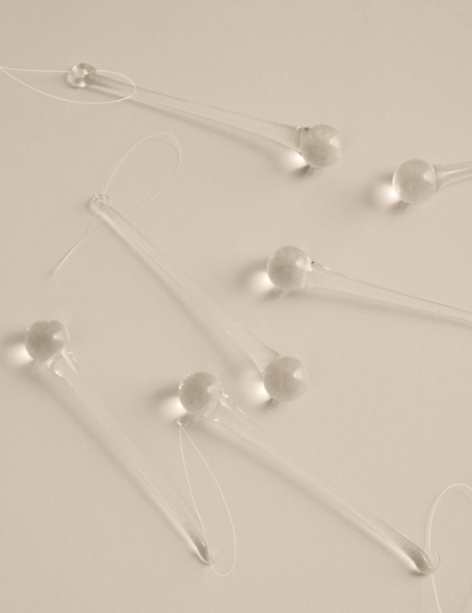 M&S 6 Pack Glass Droplet Decorations Clear