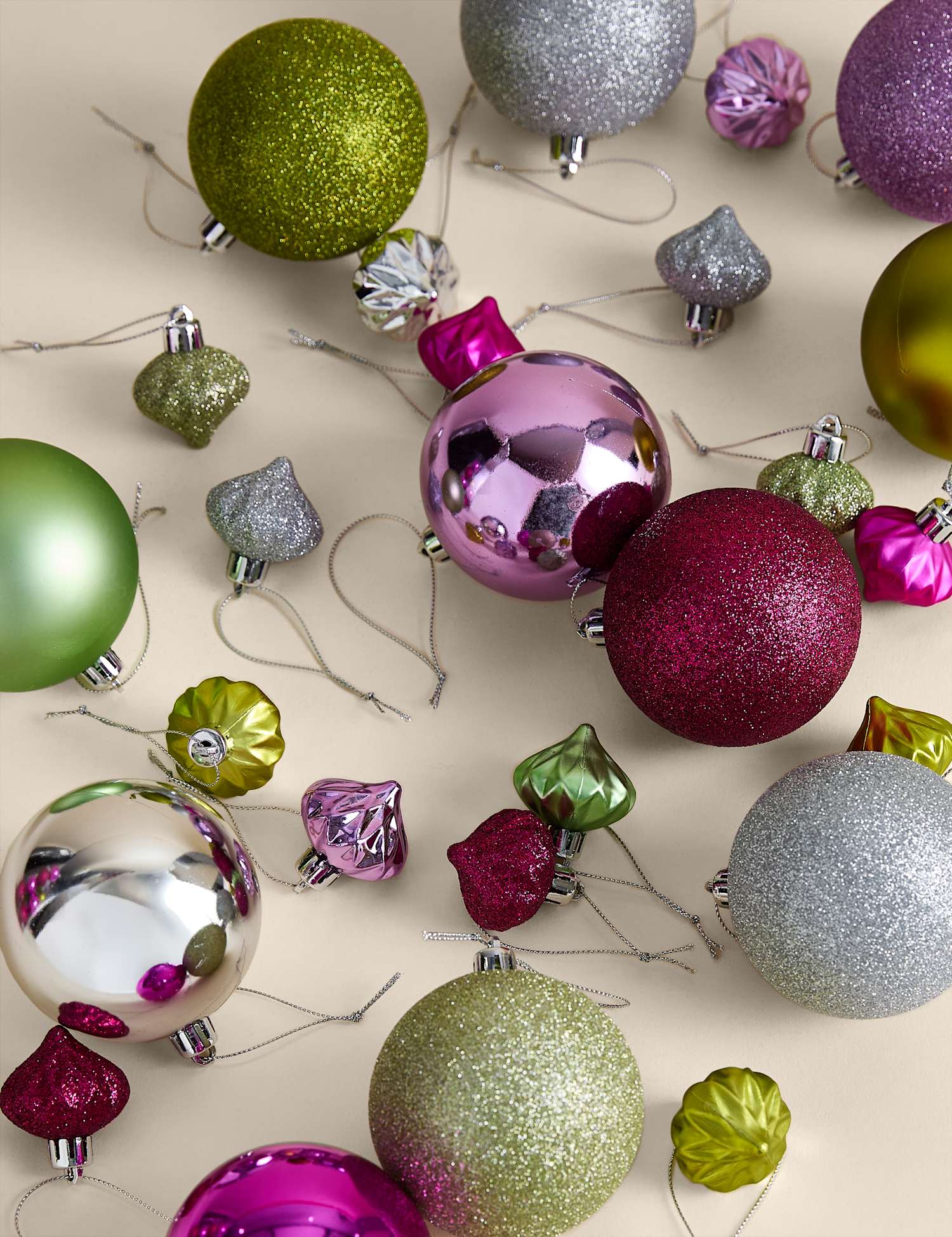M&S 80 Pack Mix Shatterproof Baubles Multi