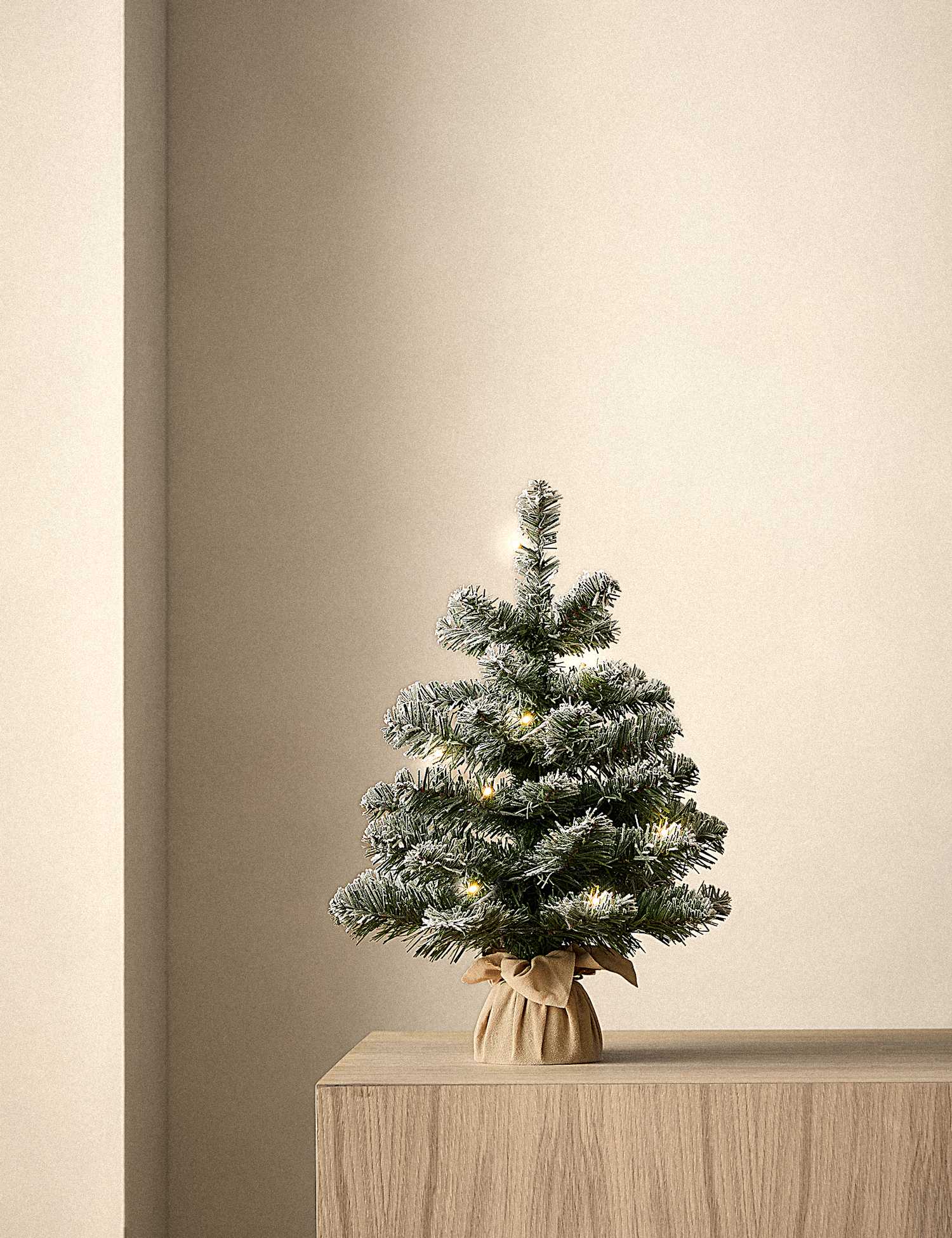 M&S 1.5ft Pre-Lit Snowy Artificial Christmas Tree White Mix