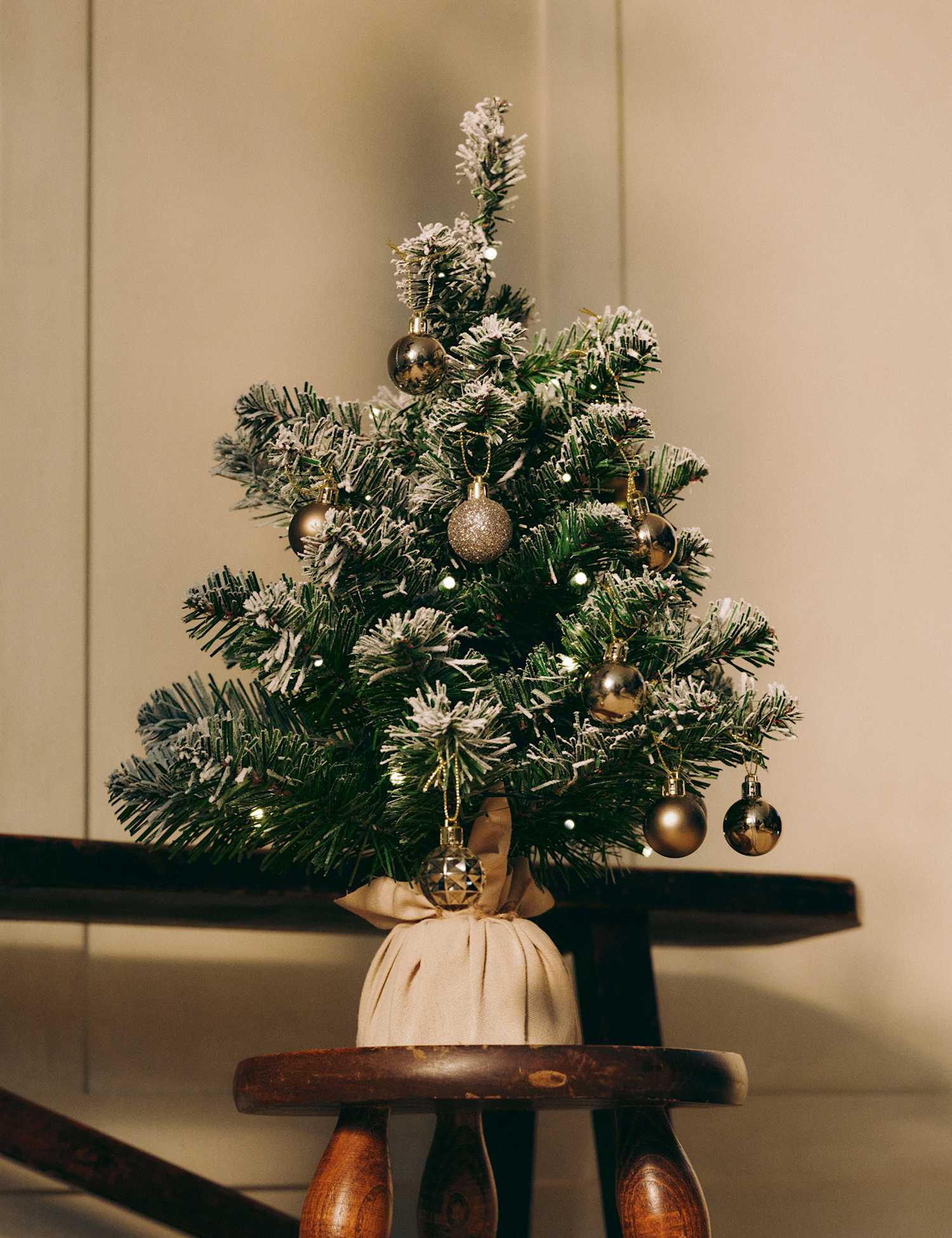 M&S 3ft Pre-Lit Snowy Artificial Christmas Tree White Mix