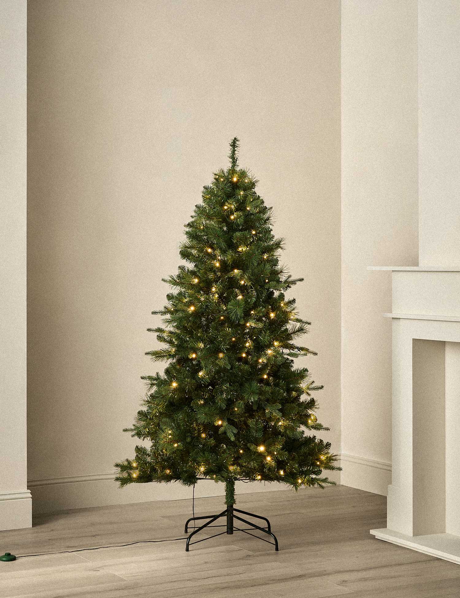 M&S 6ft Pre-Lit  Monterey & Scots Pine Artificial Christmas Tree Green