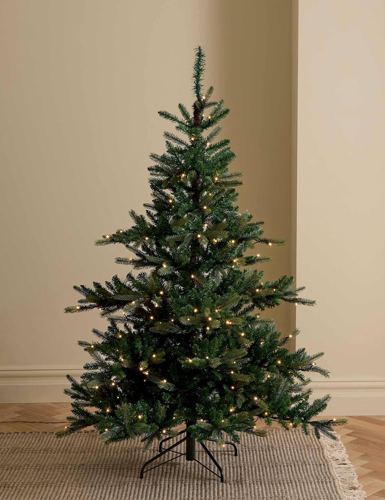 M&S 6ft Pre Lit Noble Artificial Christmas Tree Green