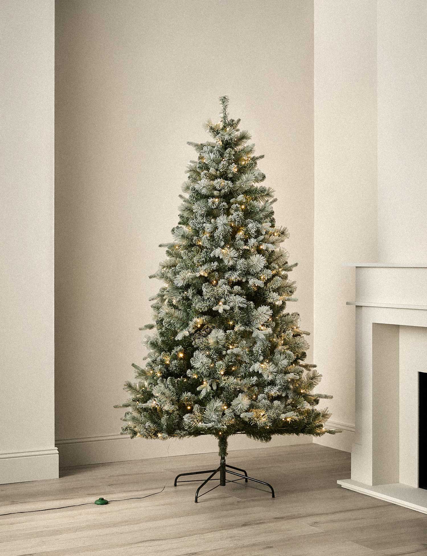 M&S 7ft Pre-Lit Snowy Monterey & Scots Pine Artificial Christmas Tree White Mix