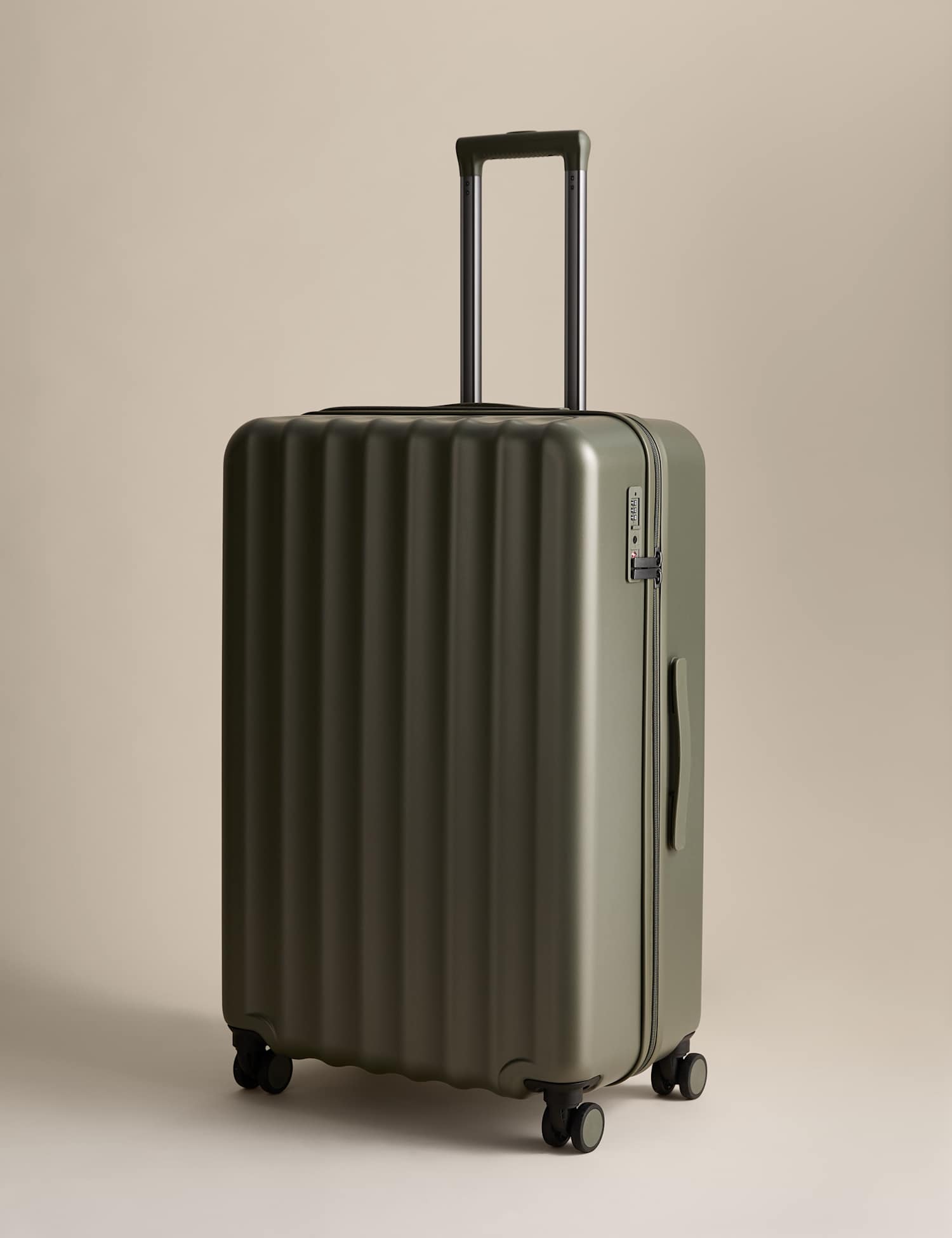 M&S Mykonos 4 Wheel Hard Shell Large Suitcase Khaki