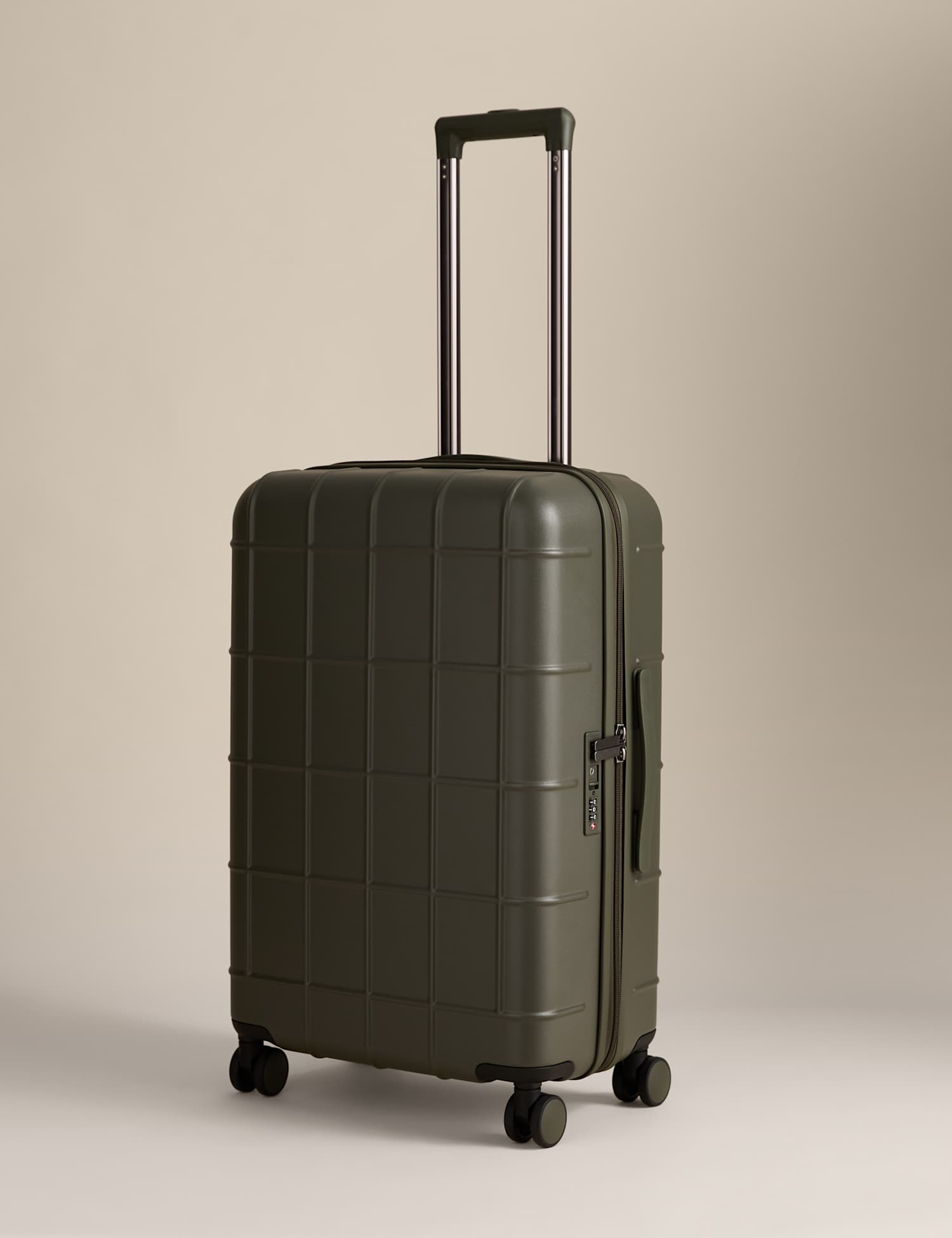 M&S Stockholm 4 Wheel Hard Shell Medium Suitcase Khaki