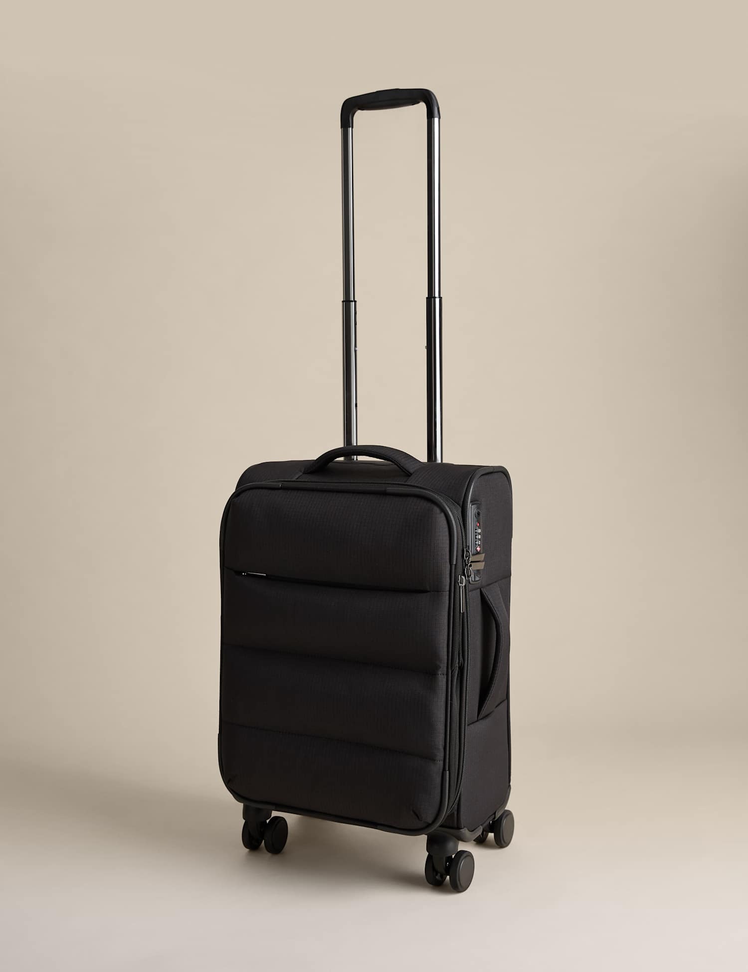 M&S Geneva 4 Wheel Soft Cabin Suitcase Black