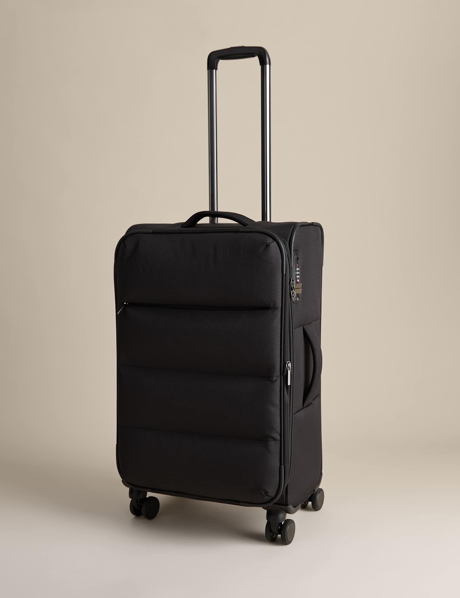 M&S Geneva 4 Wheel Soft Medium Suitcase Black