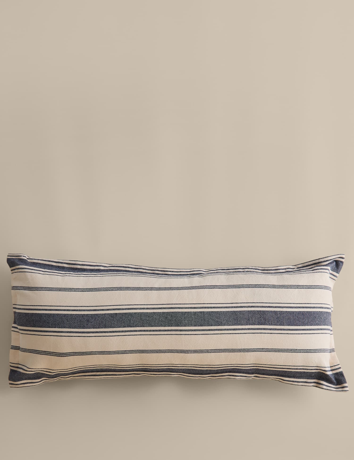 M&S Pure Cotton Woven Stripe Bolster Cushion Navy Mix