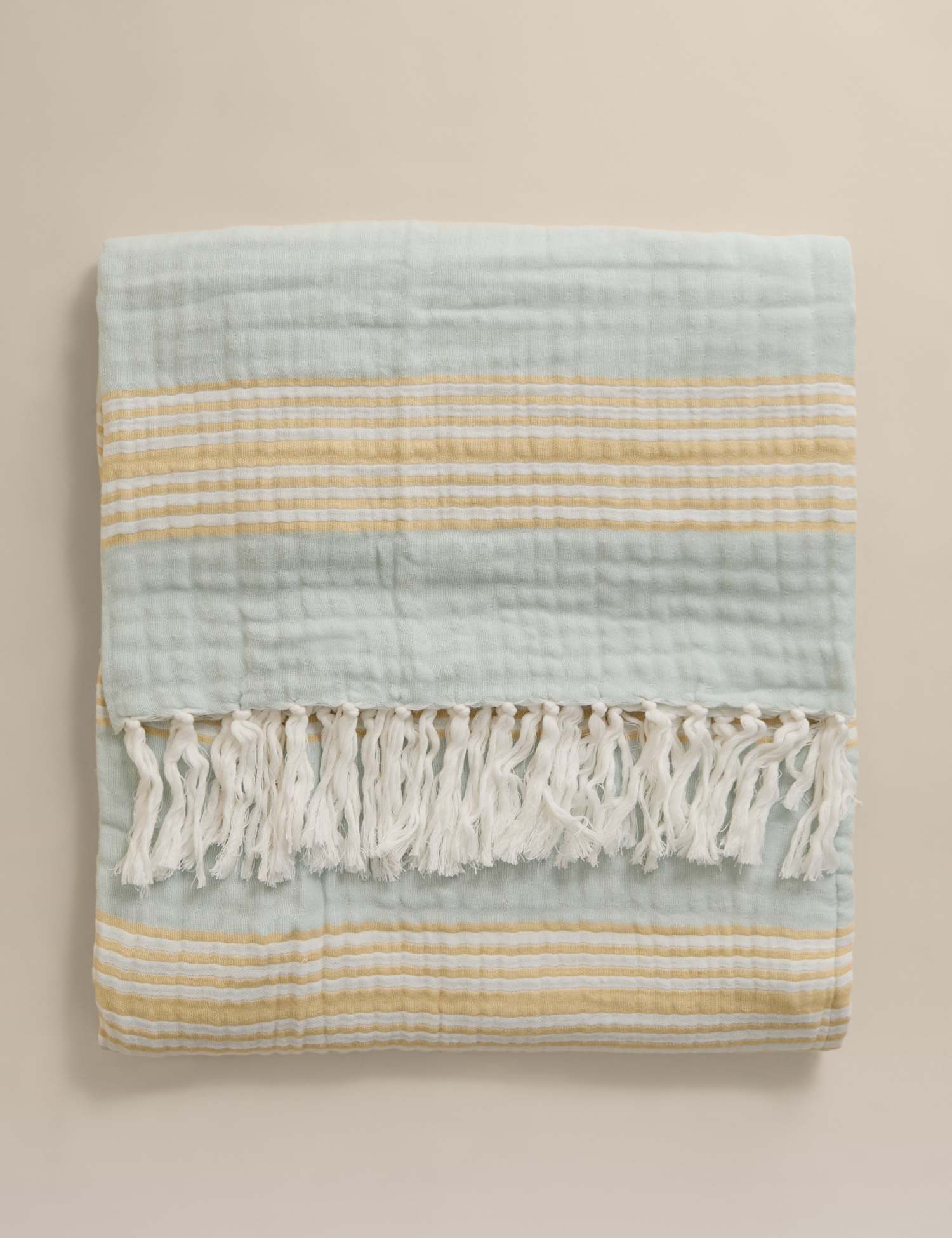 M&S Pure Cotton Striped Large Throw Blue Mix