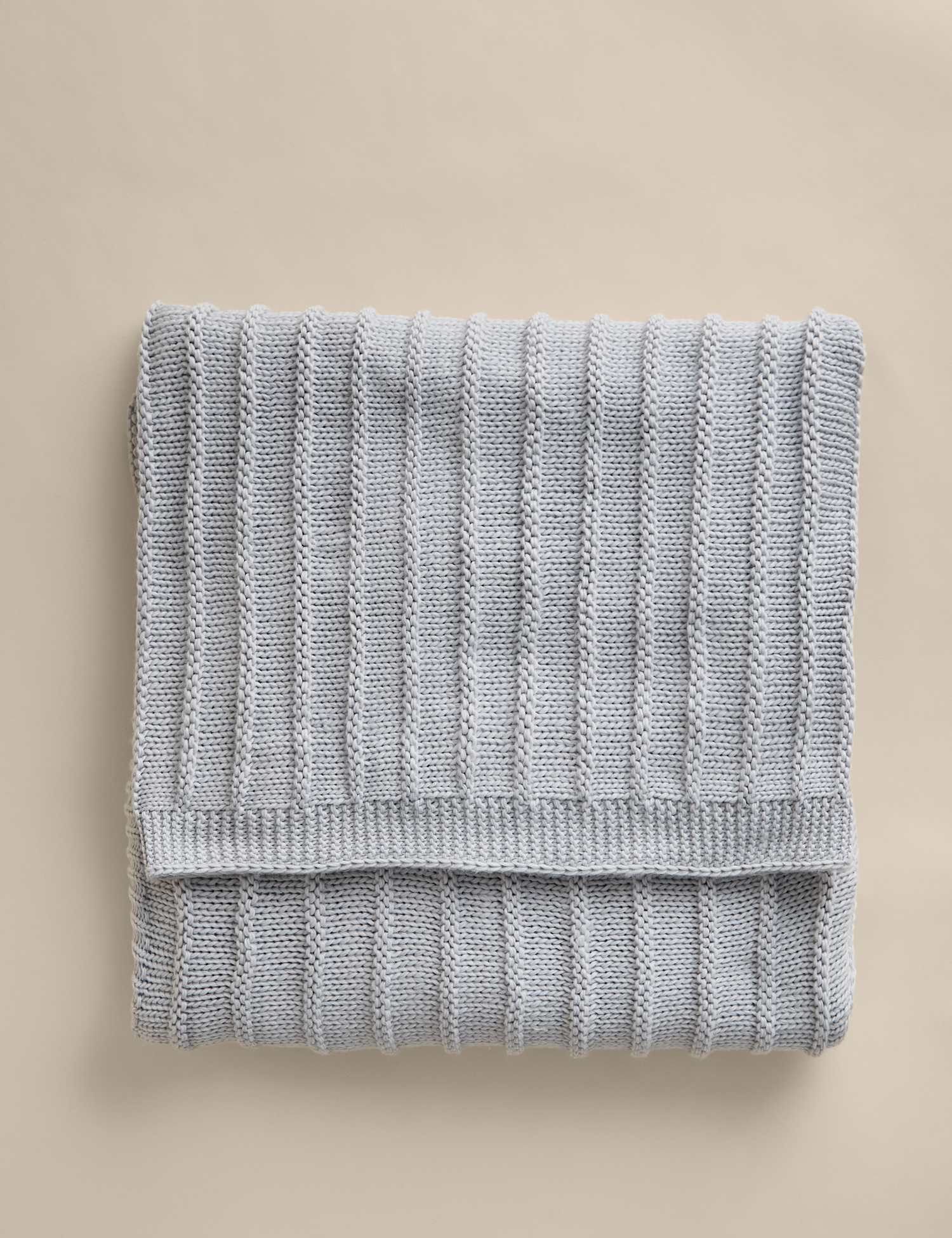 M&S Ribbed Knitted Throw Grey