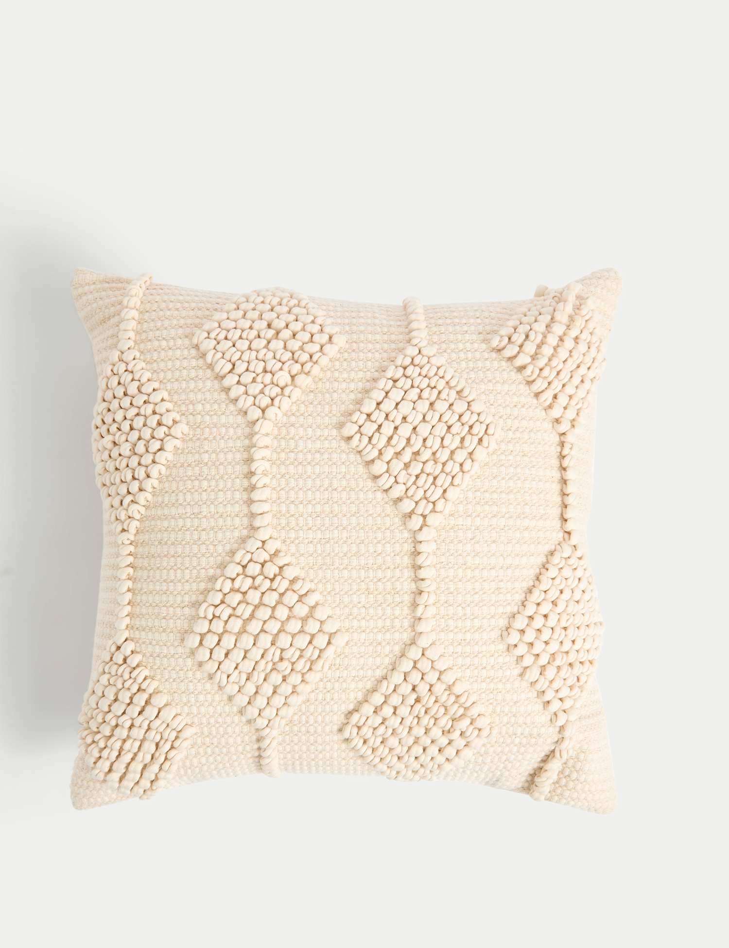 M&S Pure Cotton Geometric Embroidered Cushion Neutral