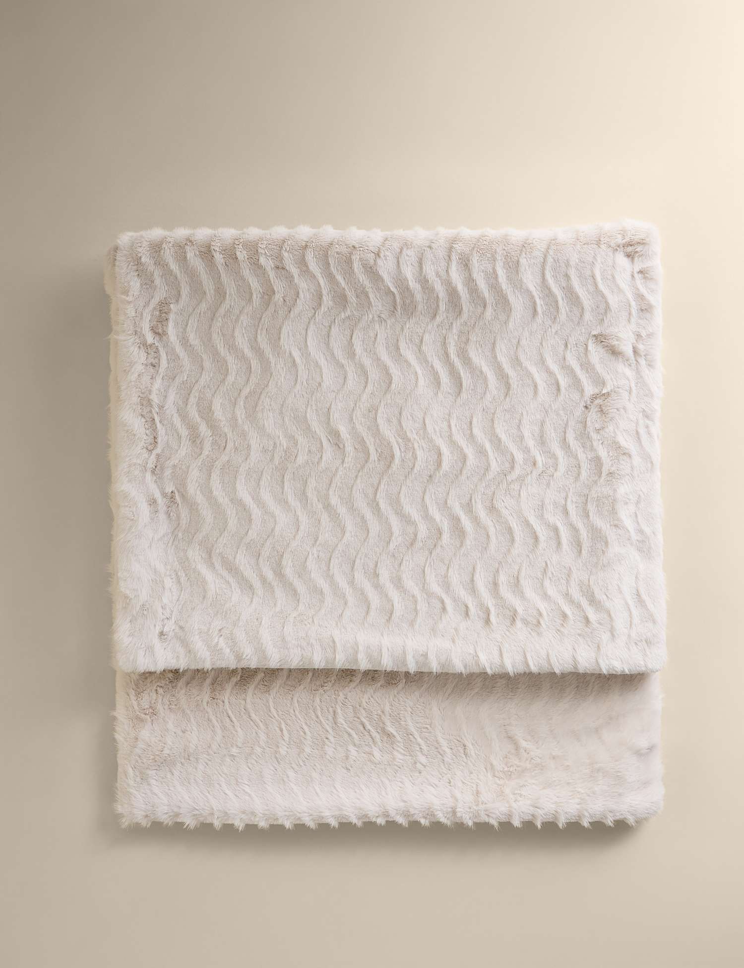 M&S Faux Fur Feathered Throw Ivory
