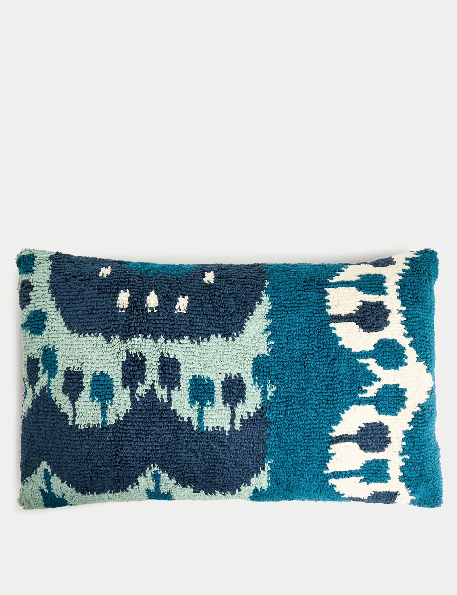 M&S X Fired Earth Kiso Cotton Rich Loop Stitch Bolster Cushion Navy