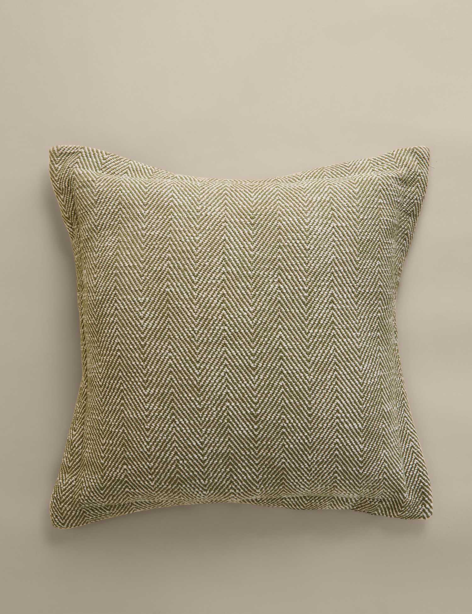 M&S Pure Cotton Herringbone Cushion Green